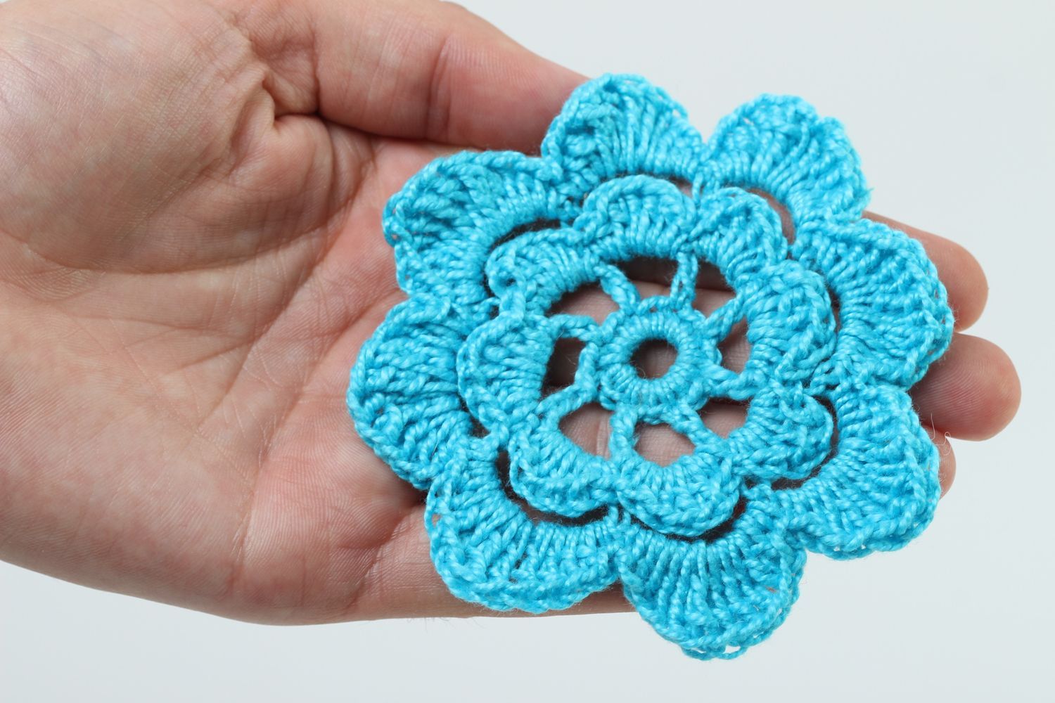 Crocheted flower handmade art supplies beautiful textile flower diy supplies photo 5