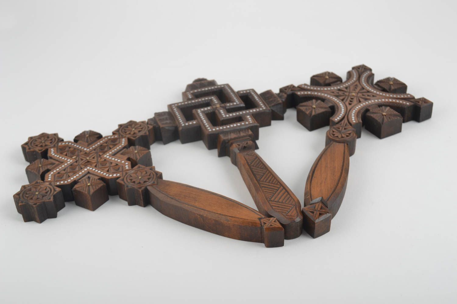 Croix en bois fait main Objets religieux muraux Déco maison original talismans photo 3