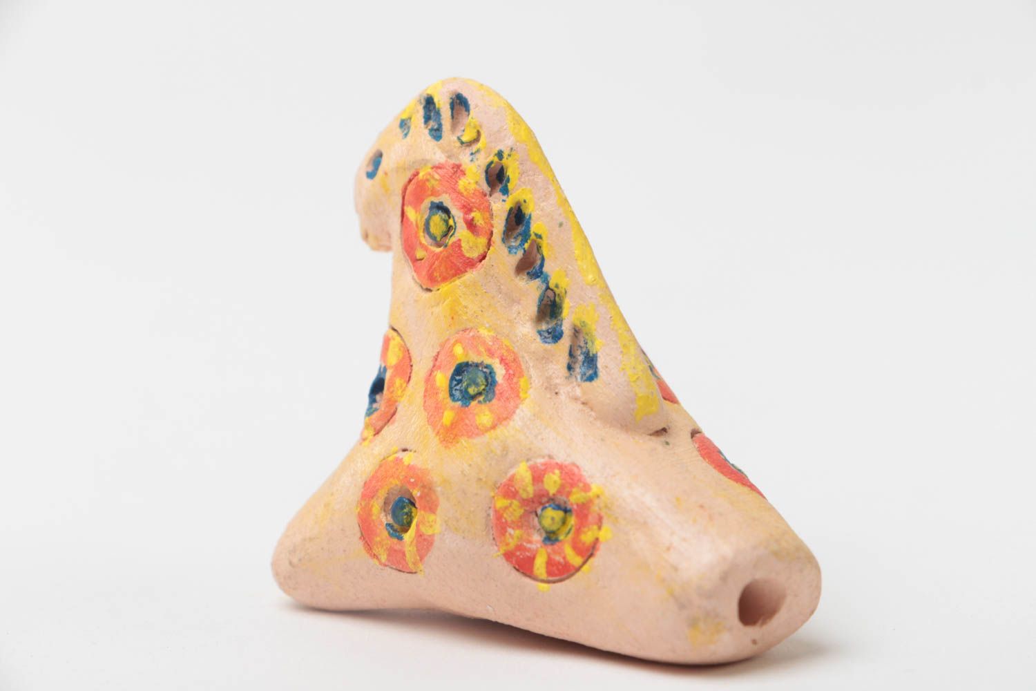 Игрушка из глины свистулька ручной работы с росписью красками этническая фото 3