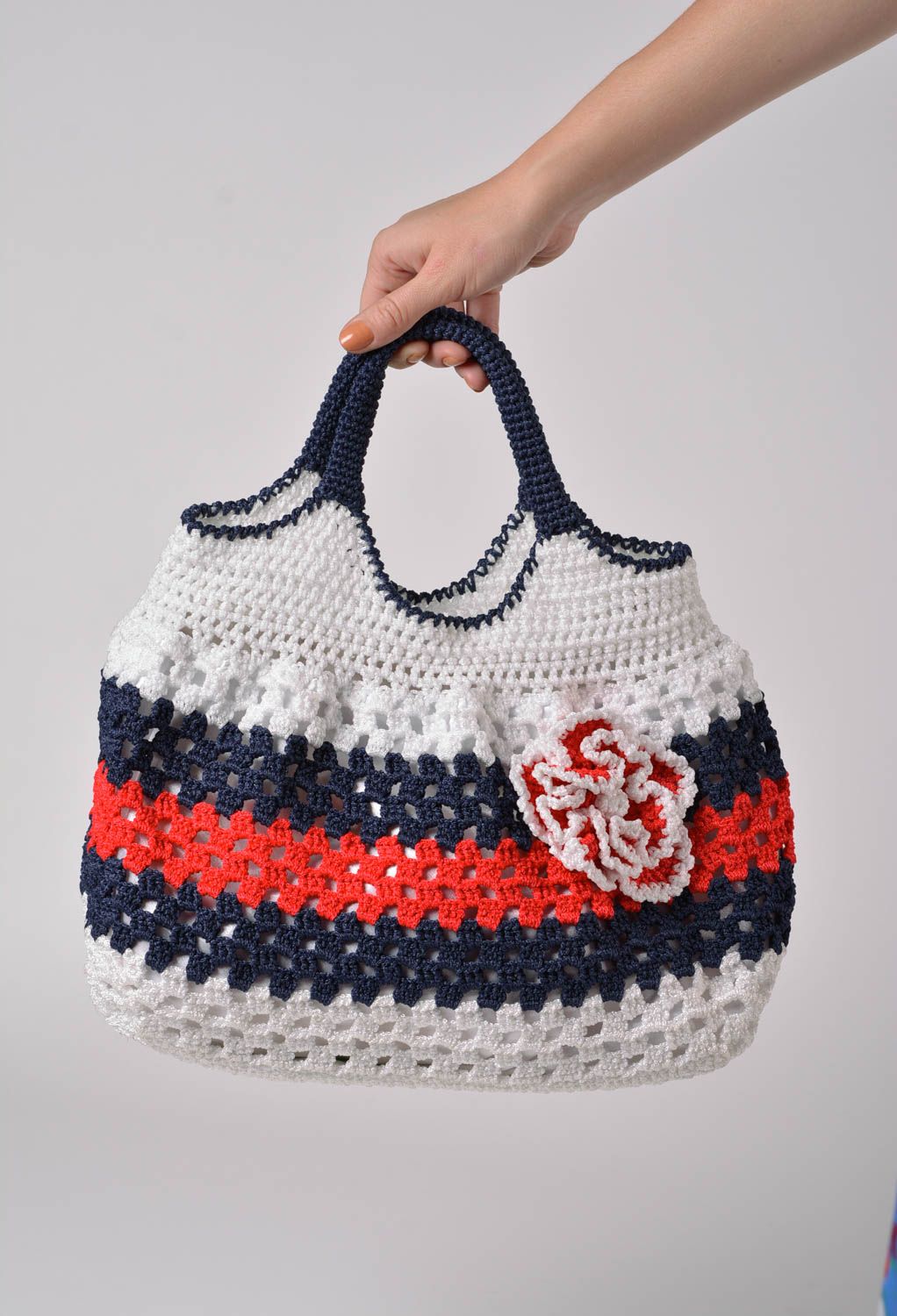 Crocheted handmade purse colorful female beautiful delicate designer handbag photo 2