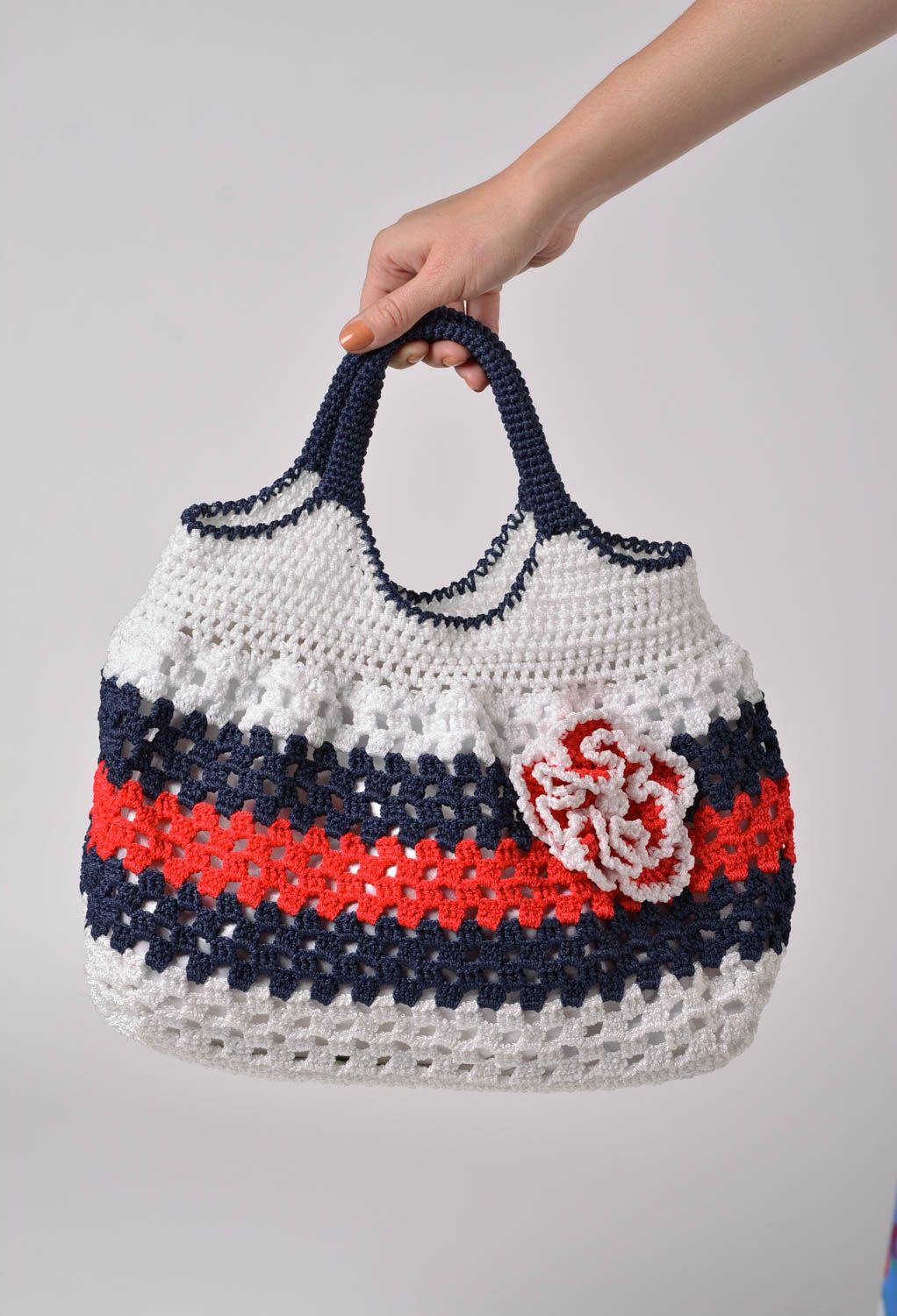Kit Matériel Crochet Pour Couverture Fleurs Roses - À Faire Soi-même, Dimensions Environ 80x80 Cm, Coton