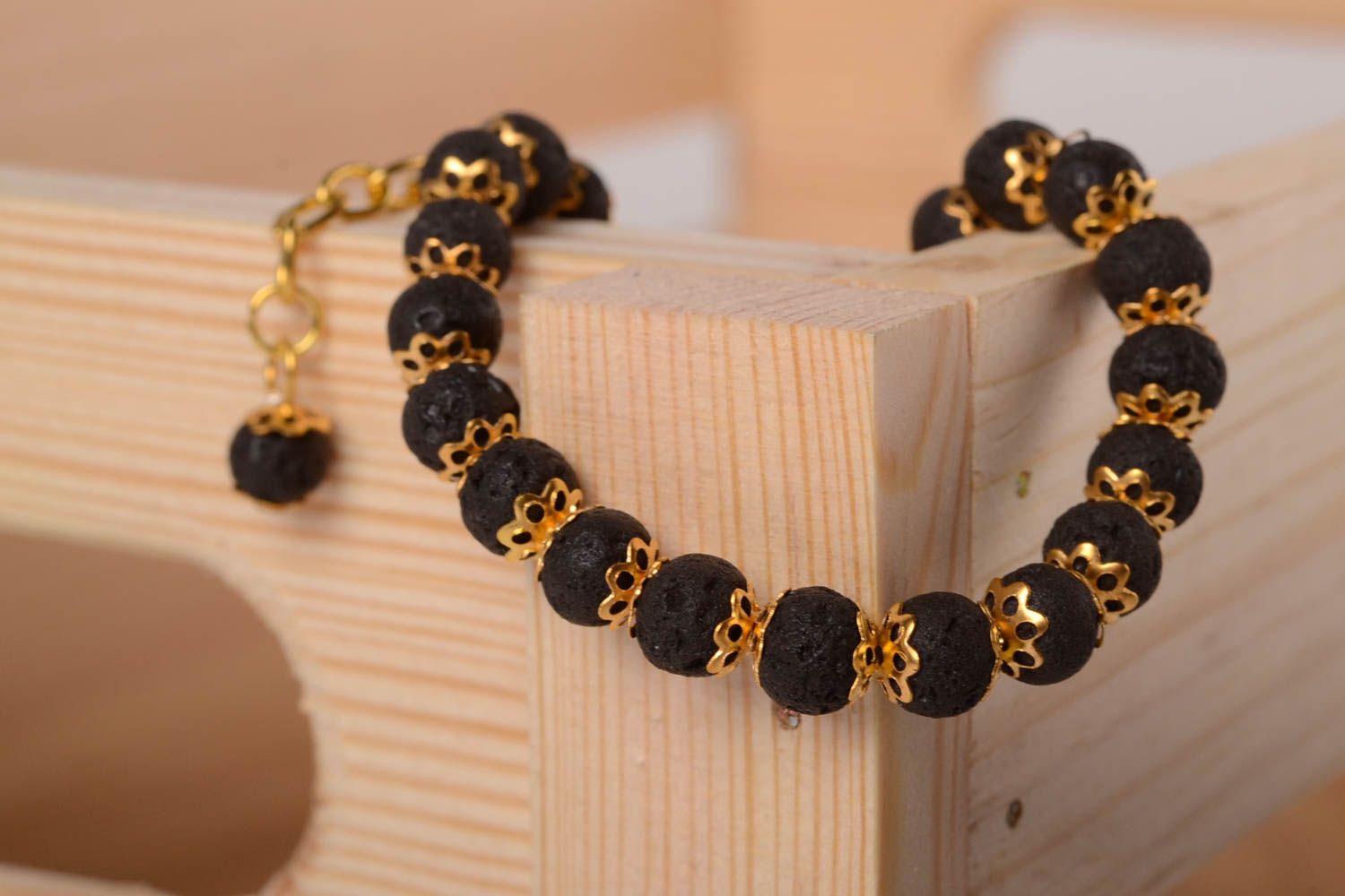 Black beaded bracelet handmade jewelry designer bracelets for women cool gifts photo 2