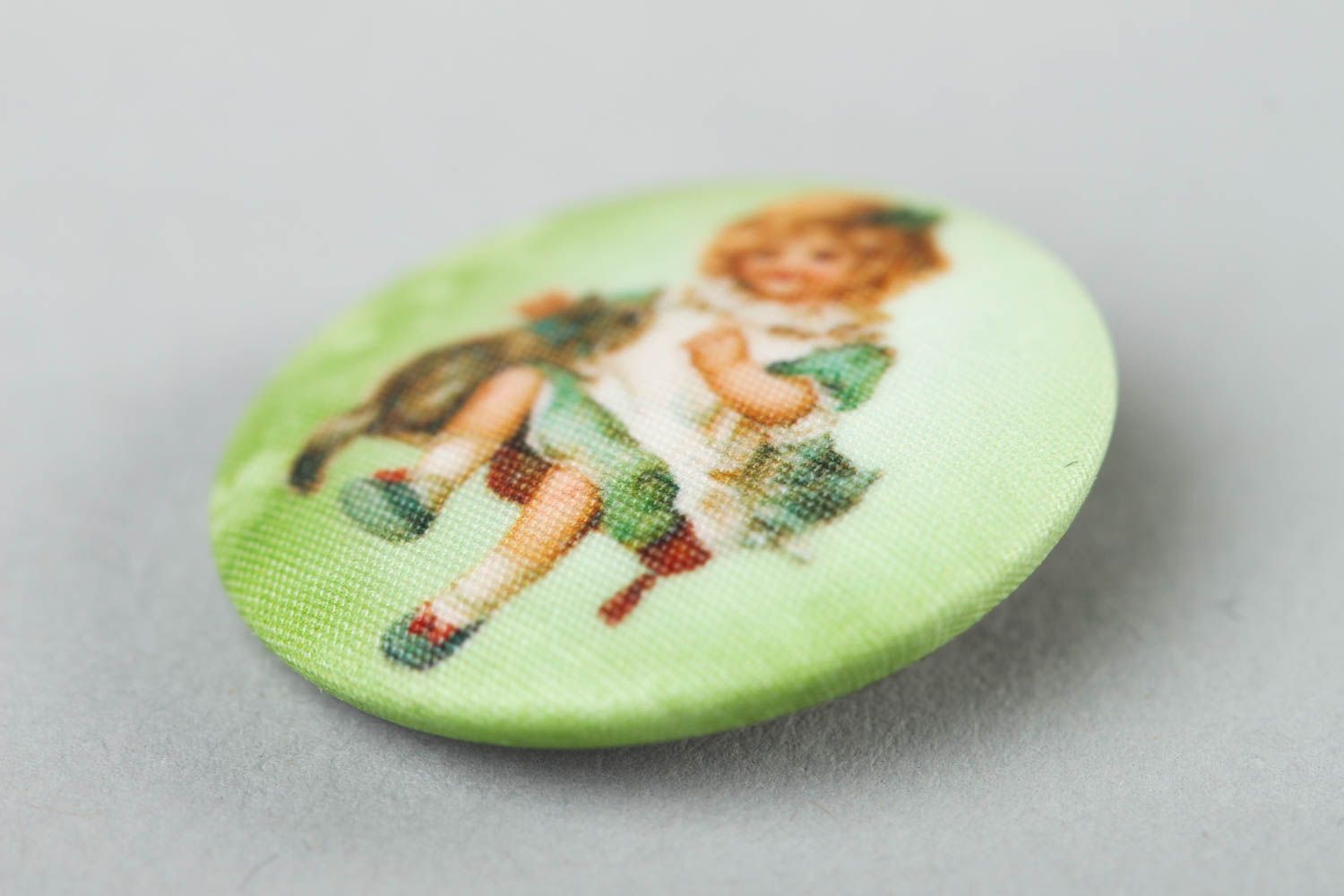 Brooch with print handmade fabric brooch stylish accessories fashion jewelry photo 2