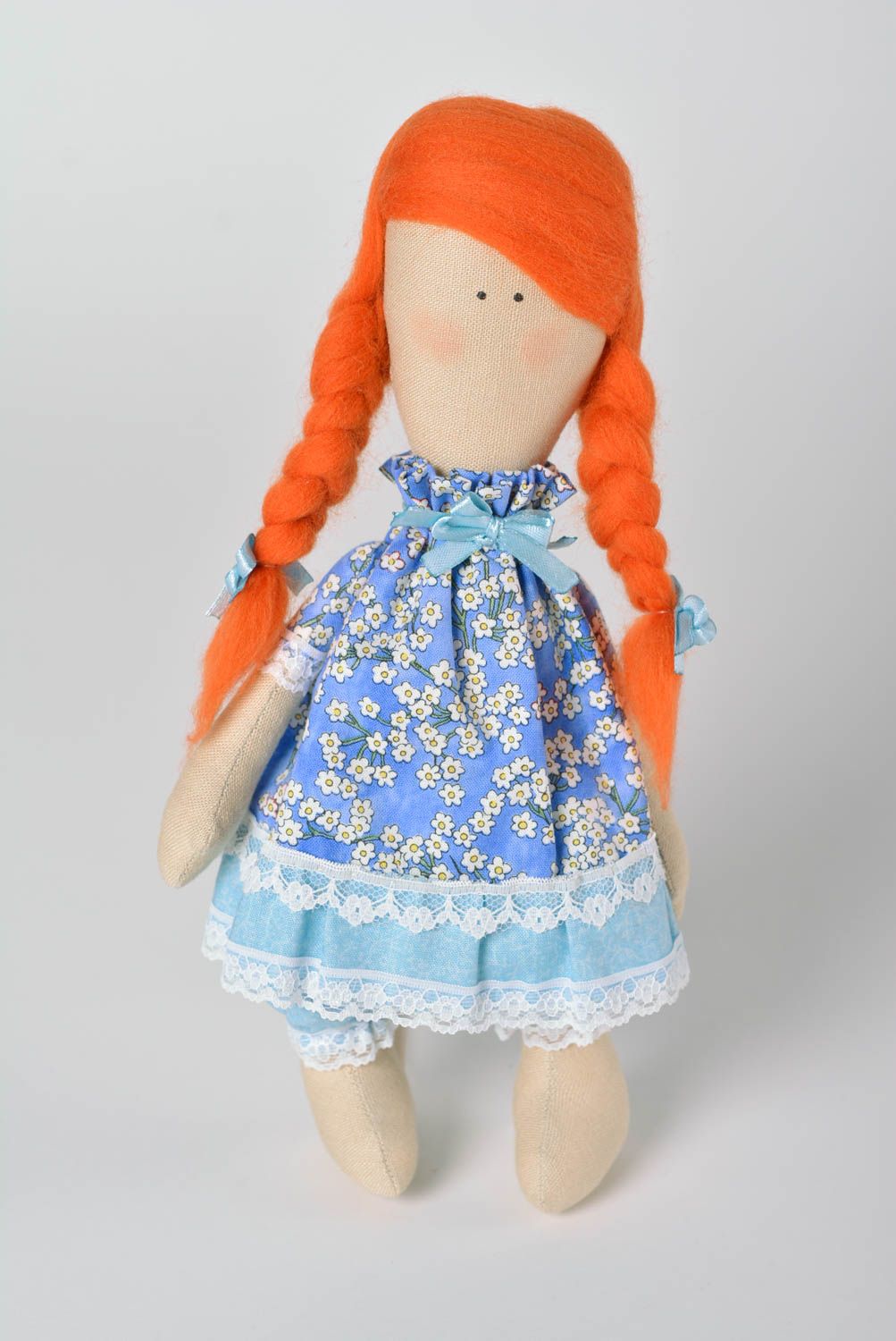 Handmade fabric doll decorative stuffed toy present for children nursery decor photo 1