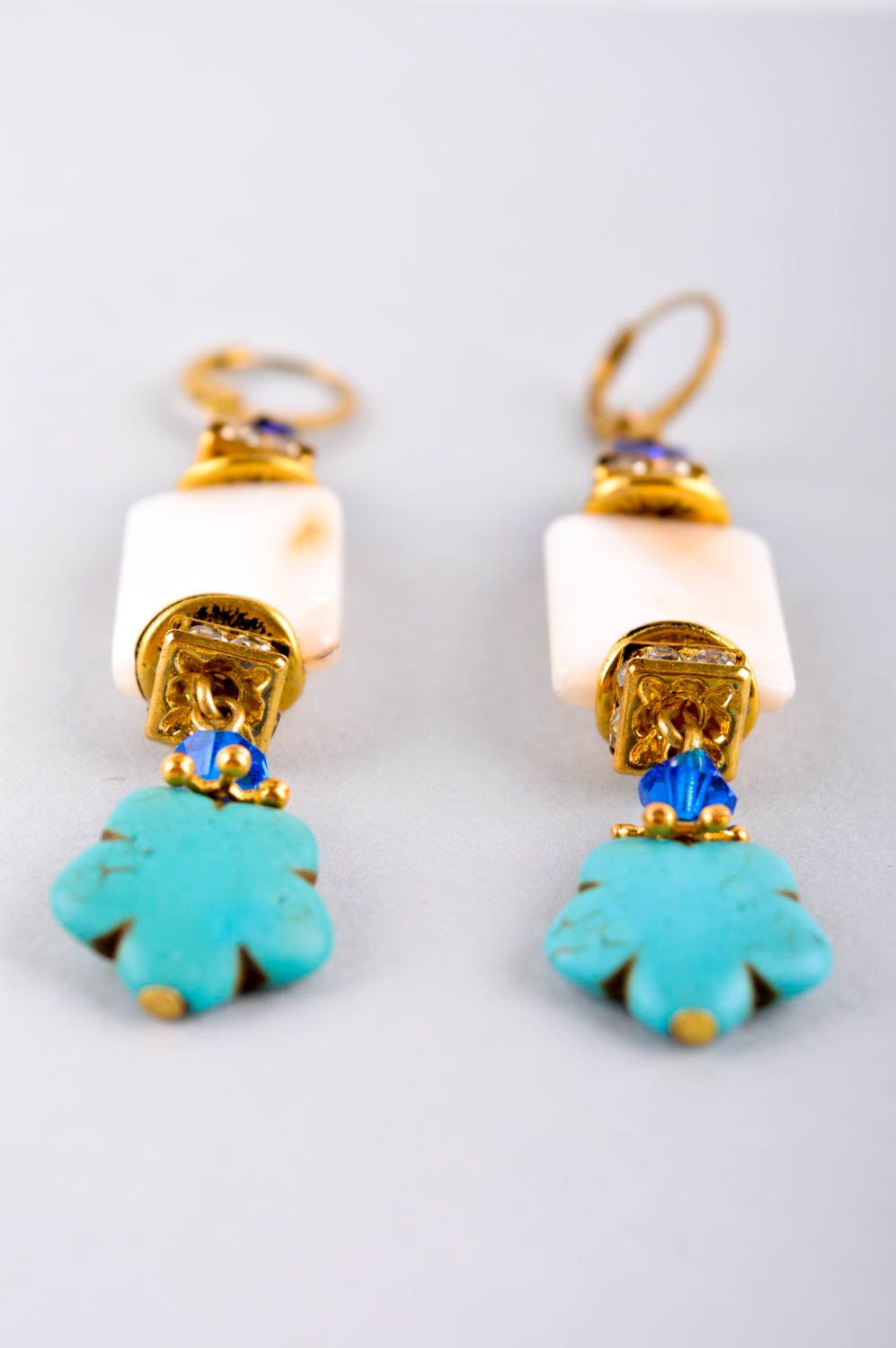 Handmade earrings with turquoise long earrings with charms present for girl  photo 4