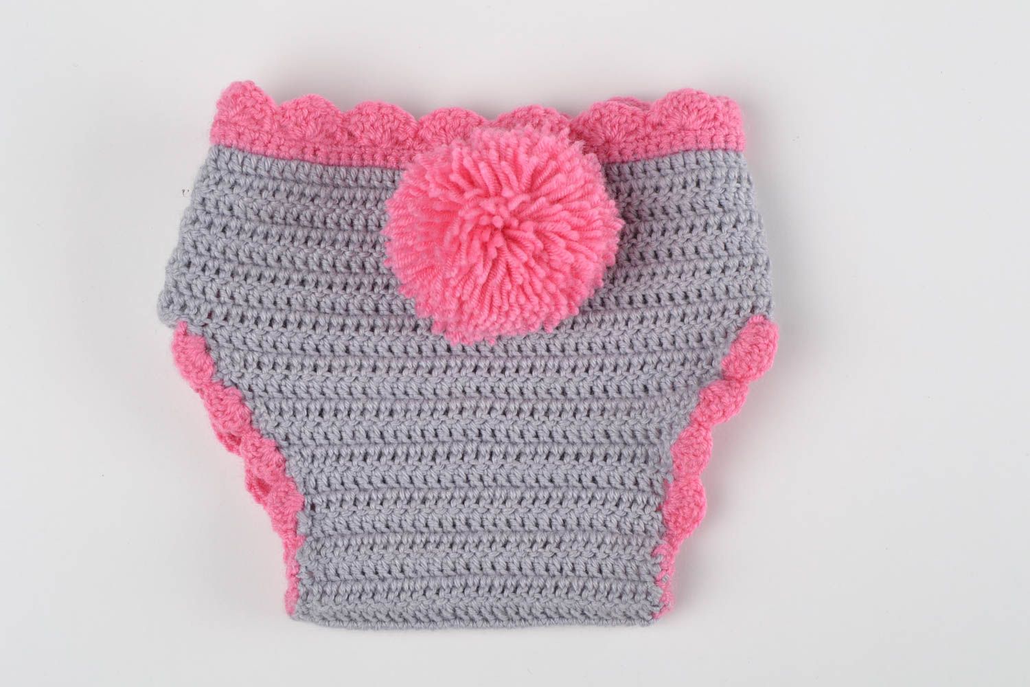 Baby Unterhose handmade Baby Unterwäsche Baby Kleidung gehäkelt grau rosa foto 4