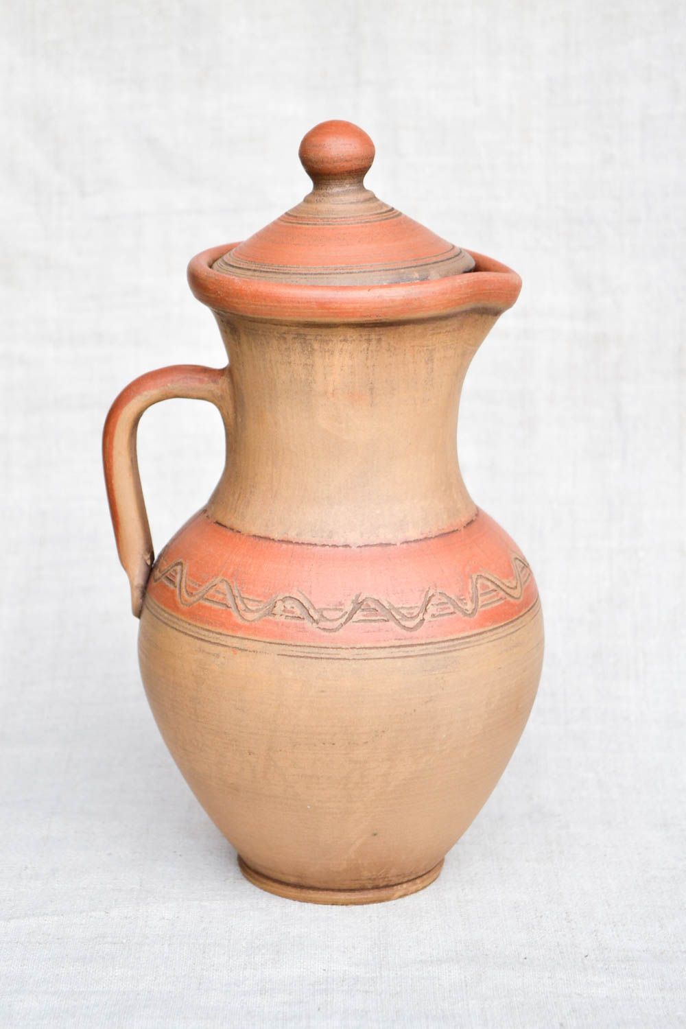 Handmade Keramik Karaffe Küchen Deko originelles Geschenk Krug aus Ton  foto 4