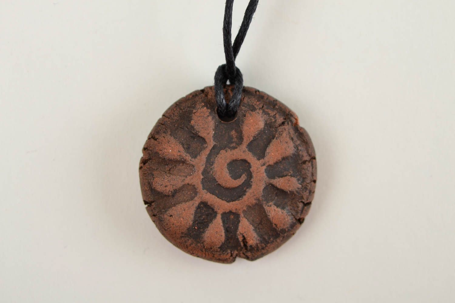 Unusual handmade clay pendant ceramic neck pendant beautiful jewellery photo 4