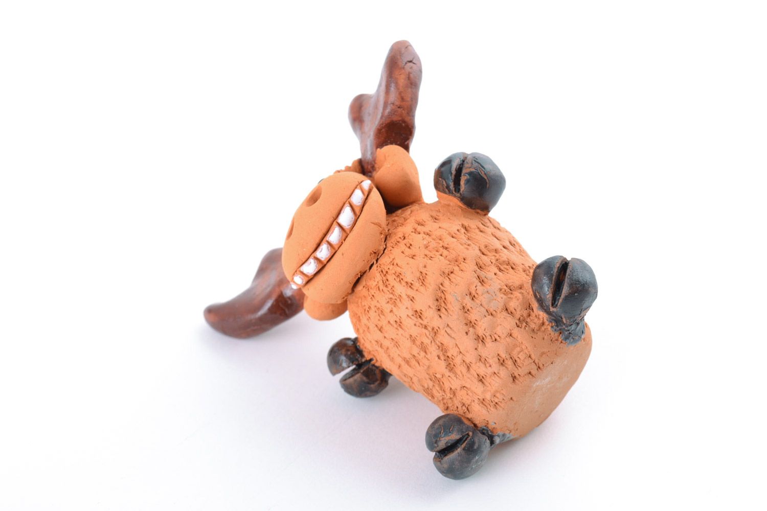 Figura artesanal de cerámica de ciervo modelada a mano decorativa pequeña foto 5