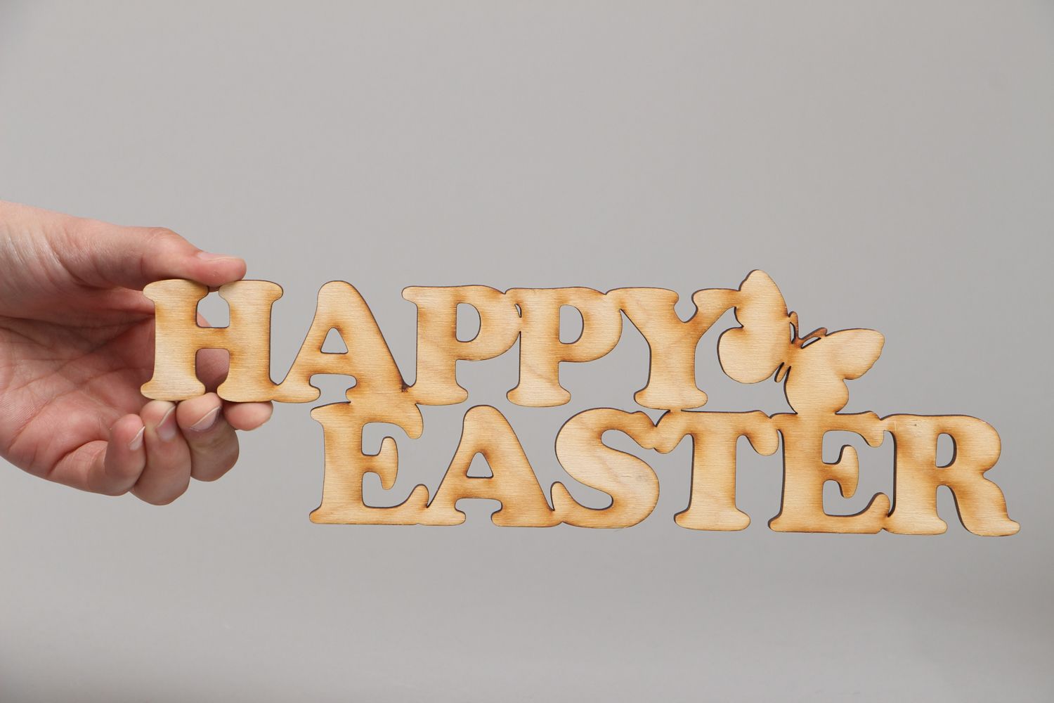 Vorbereitete Materialien handmade aus Furnier Happy Easter foto 4