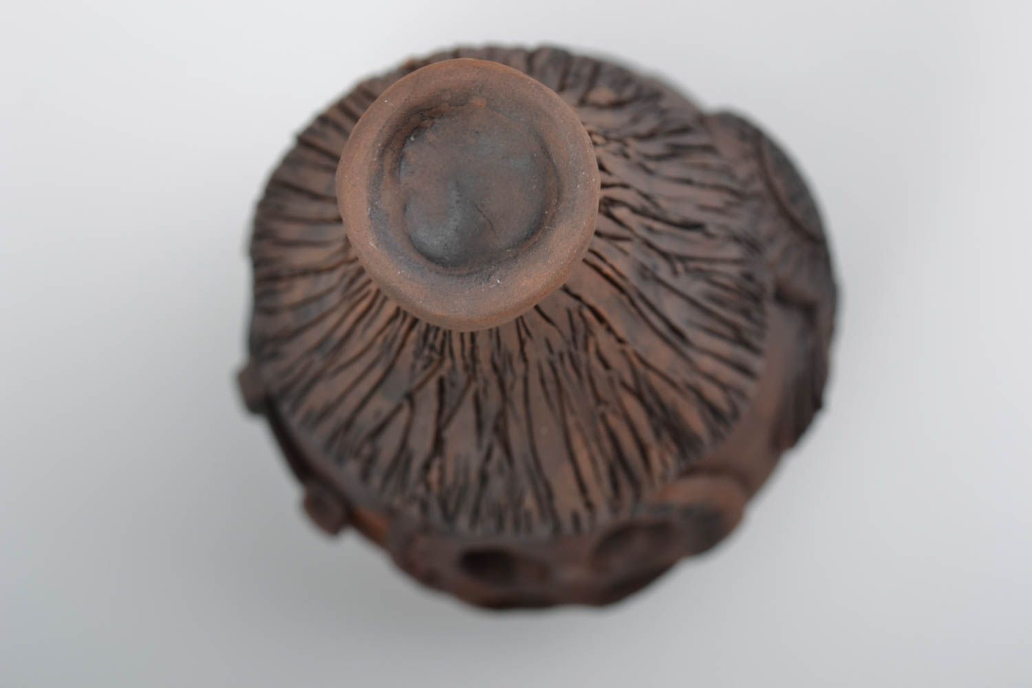 Глиняная аромалампа в виде домика коричневая небольшого размера ручная работа фото 5