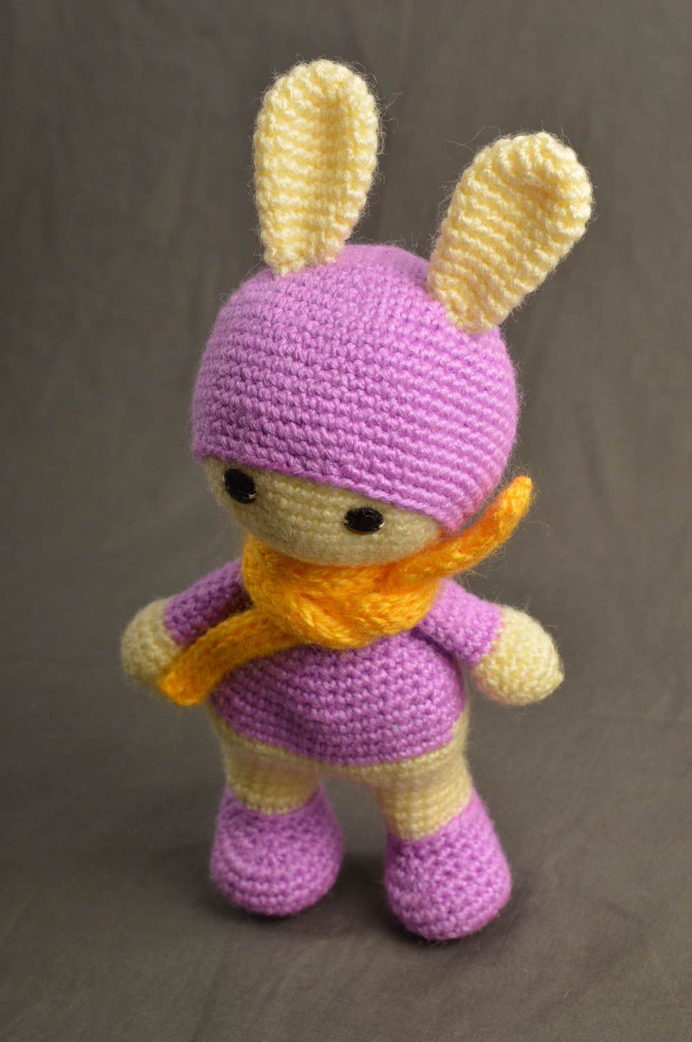 Jouet lapin Peluche faite main tricotée décorative design Cadeau pour enfant photo 1