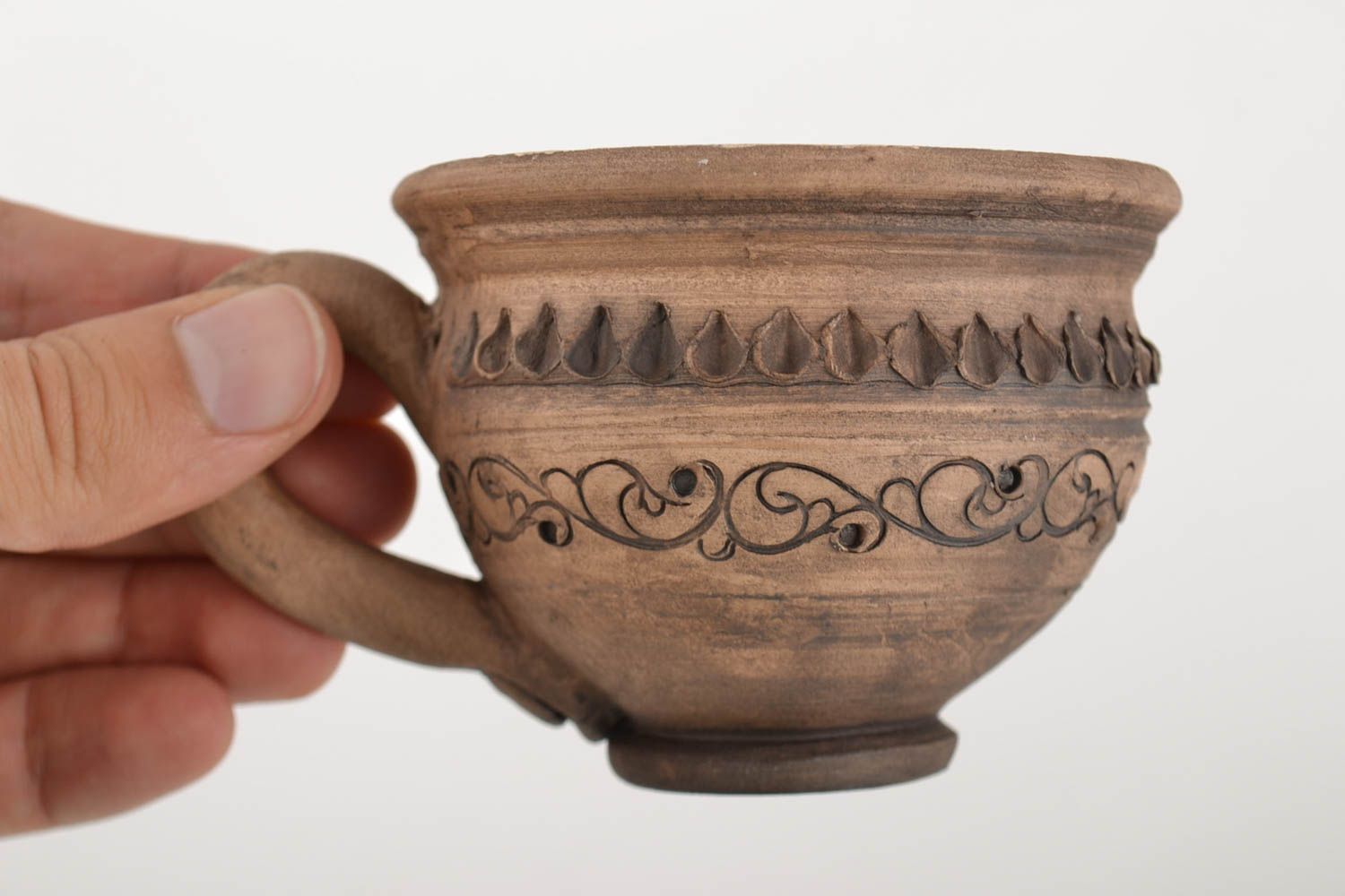 Handmade clay cup 150 ml kitchen pottery decorative ceramic mug for home photo 2