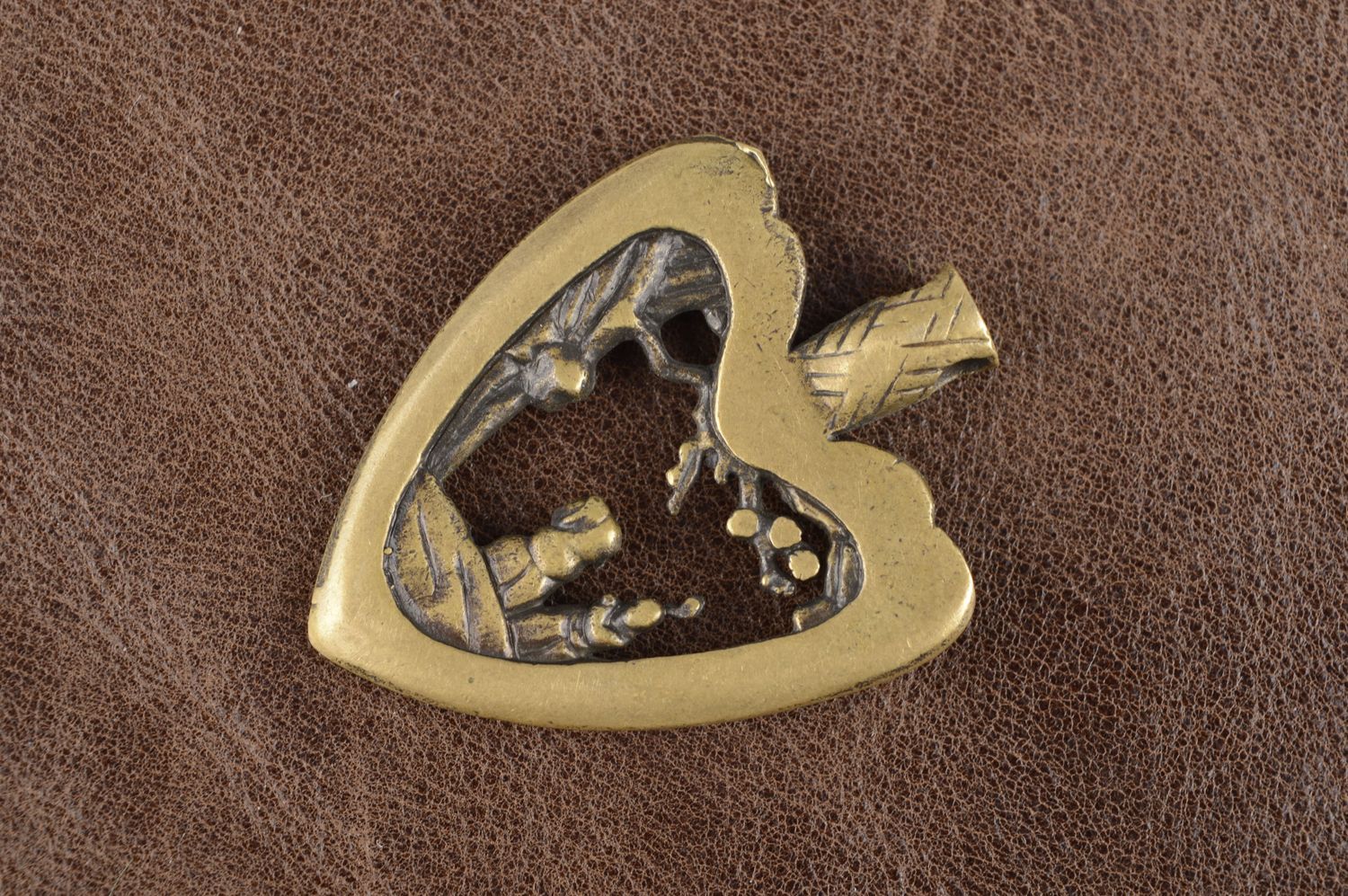 Handmade pendant bronze necklace metal pendant bronze jewelry heart pendant  photo 1