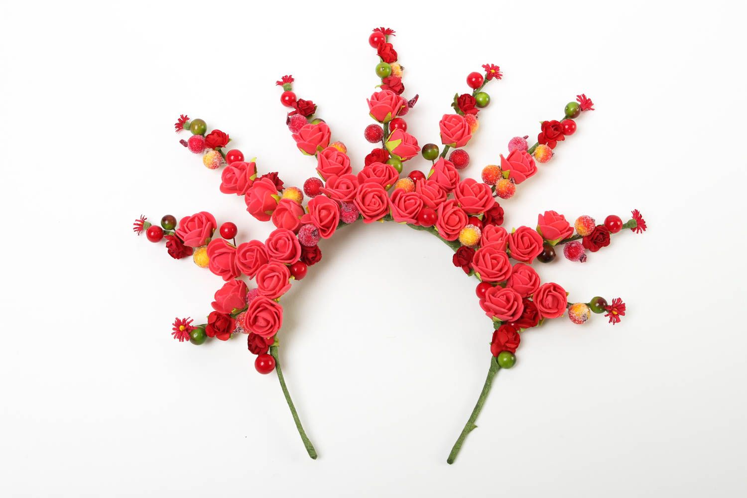 Обруч с цветами ручной работы обруч на голову авторское украшение с розами фото 2