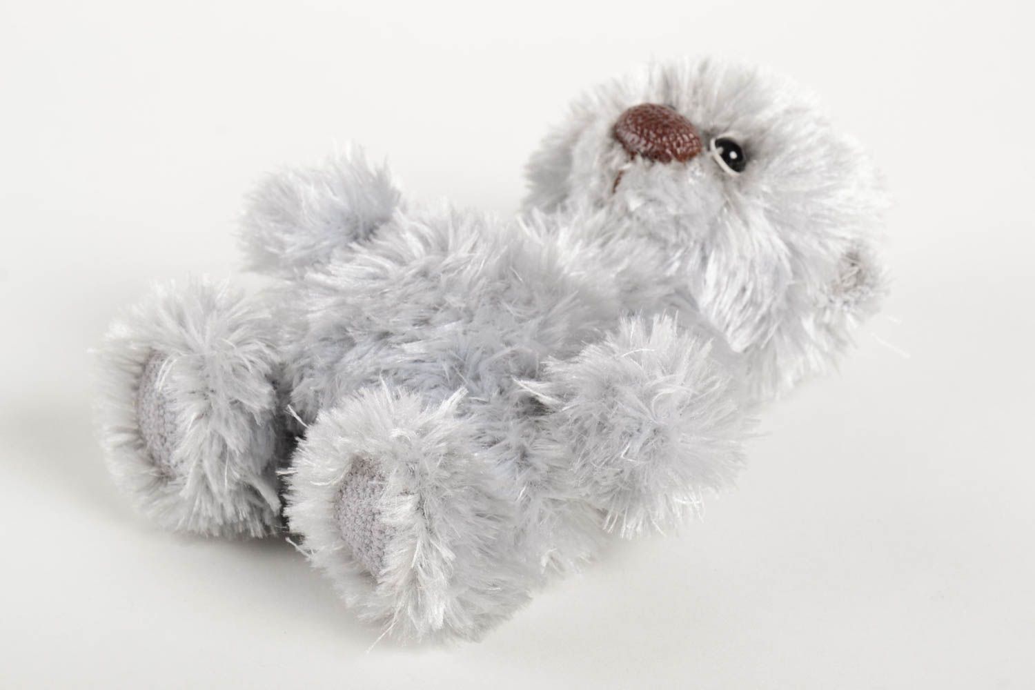 Stuffed teddy bear toy in grey and white colors. 9 inches tall photo 3