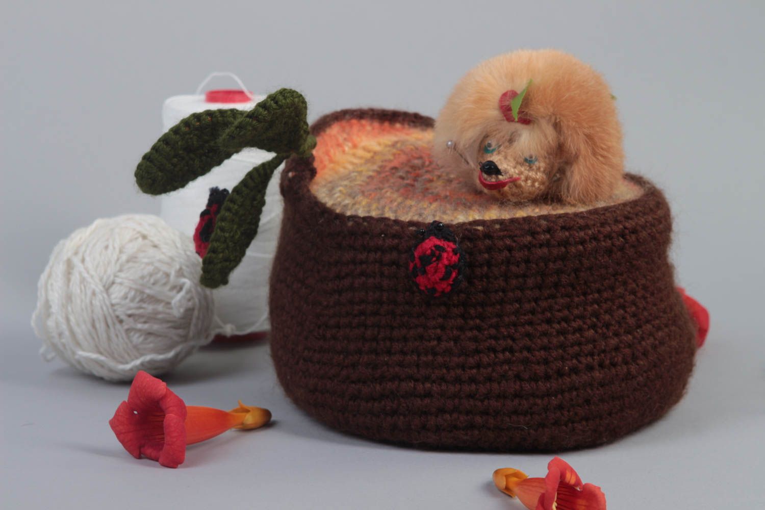 Handmade interior decor stylish decor elements cute woolen toy crocheted toy photo 1