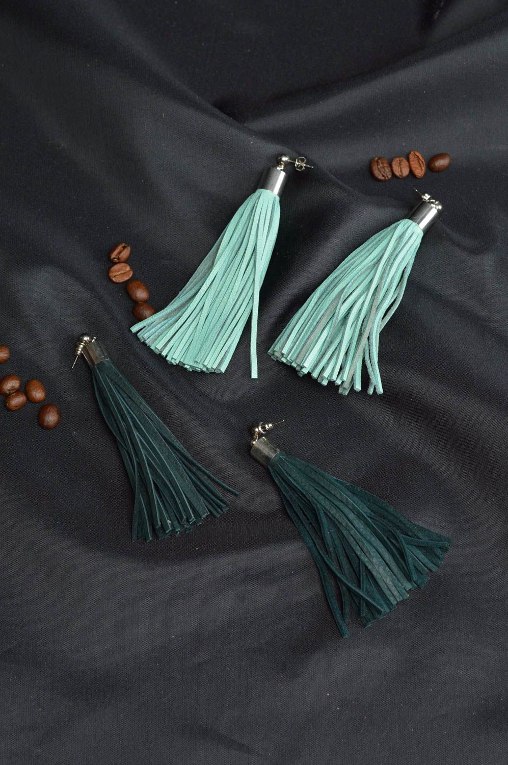 Stylish handmade leather tassel earrings fashion accessories gifts for her photo 1