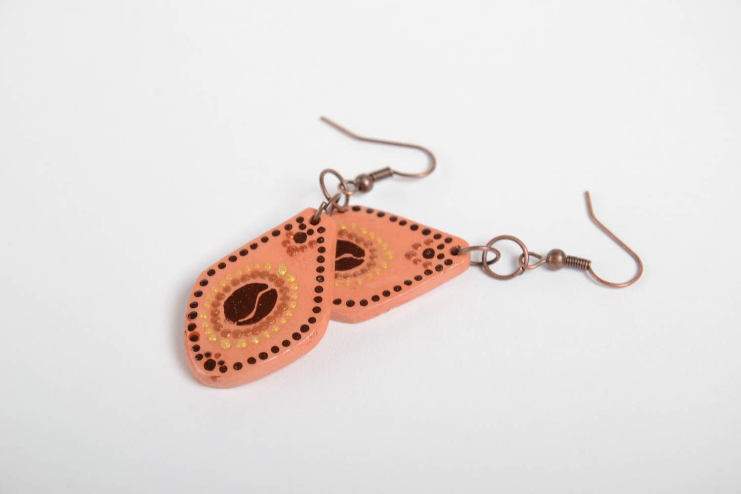 Handgemachte Ohrringe Schmuck aus Keramik Geschenk für Frauen Kaffeebohnen  foto 4