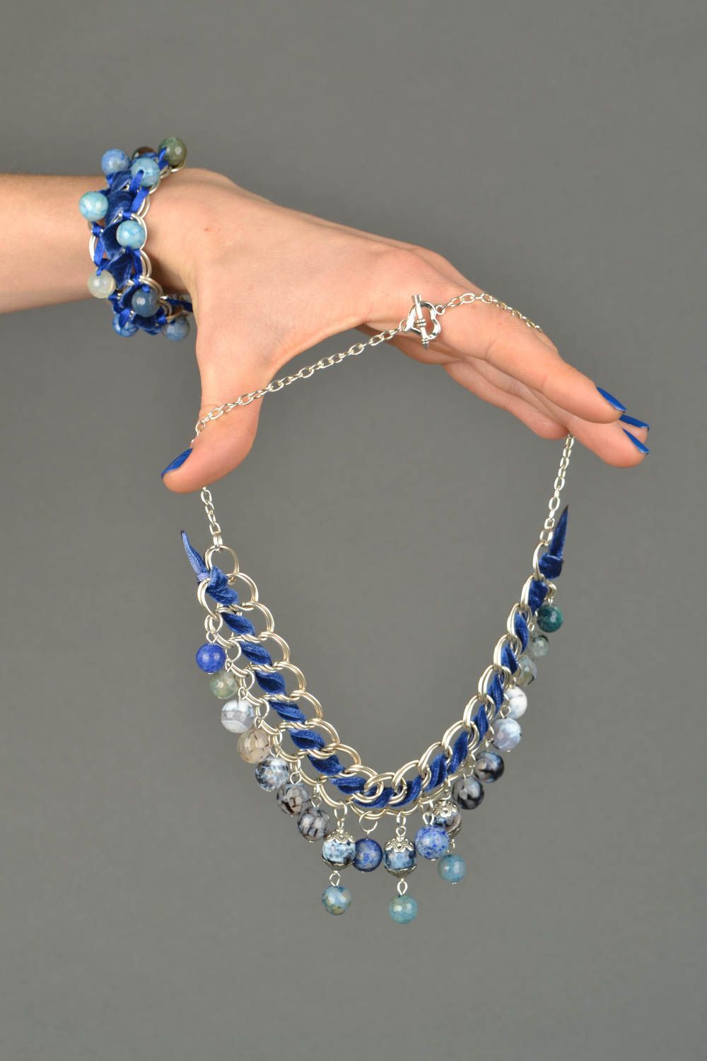 Jewelry set with natural stone photo 2