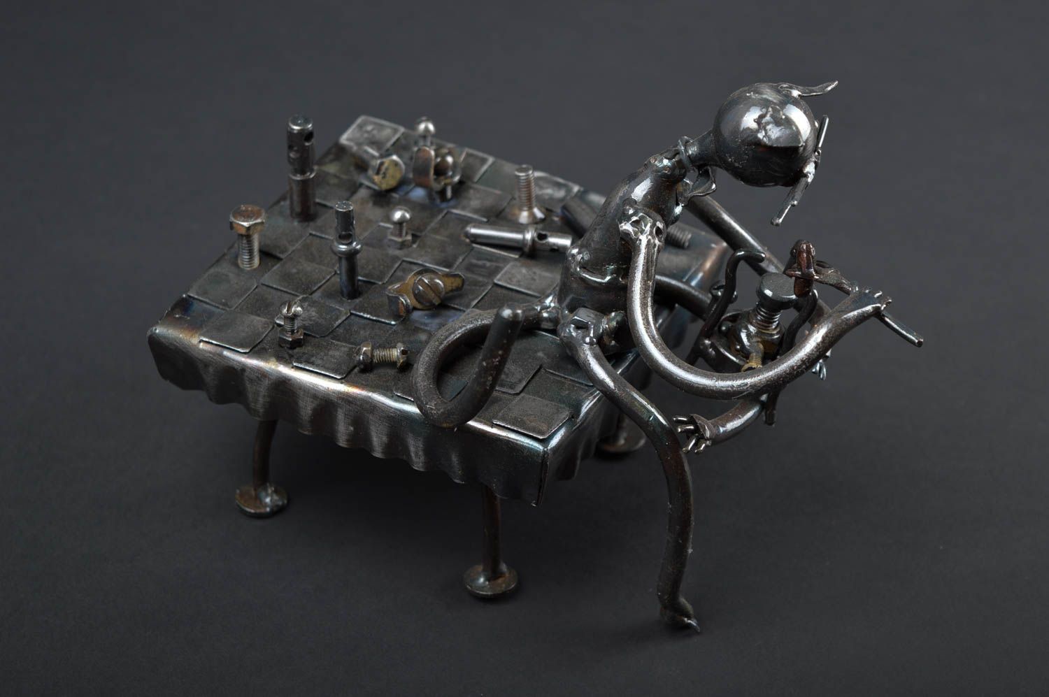 Figura de metal artesanal elemento decorativo regalo original Gato y primus  foto 1