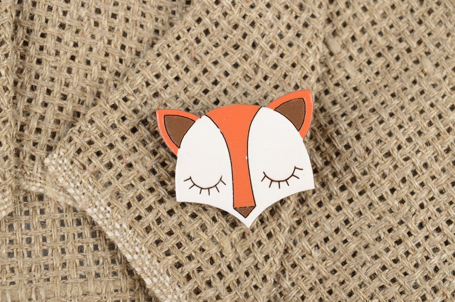 Handmade designer brooch wooden beautiful jewelry unusual fox accessory photo 1