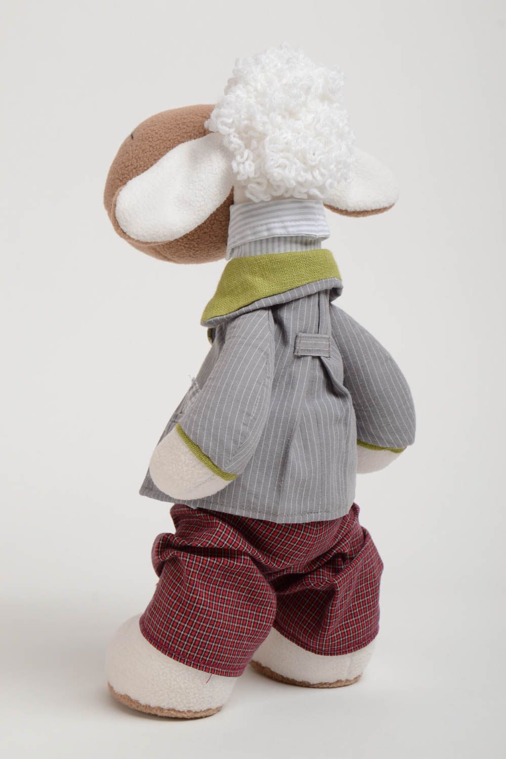 Beautiful soft toy lamb handmade doll made of natural fabrics and fleece photo 4