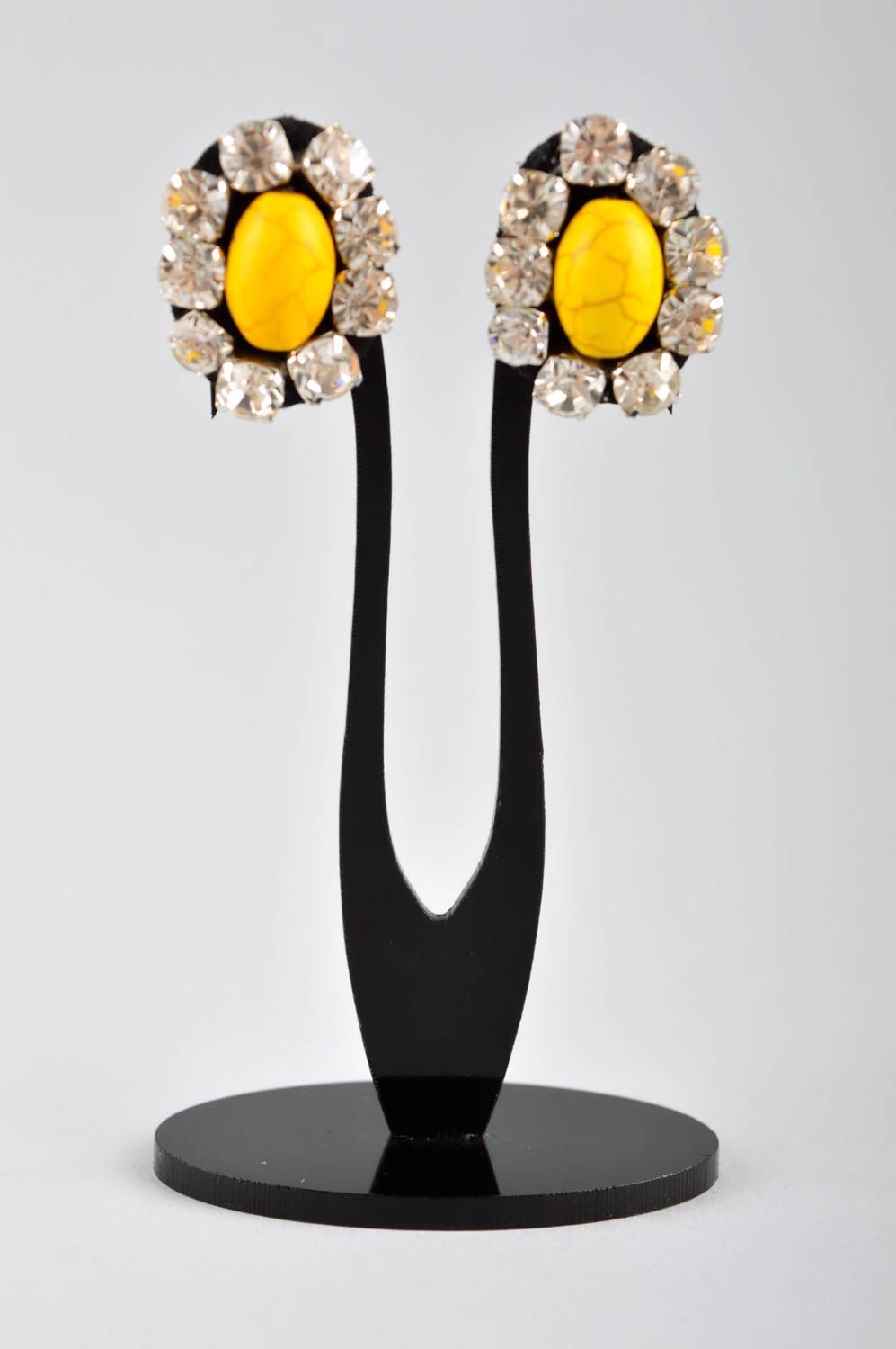Naturstein Schmuck handgemachte Ohrringe mit Strass Steinen Juwelier Modeschmuck foto 2