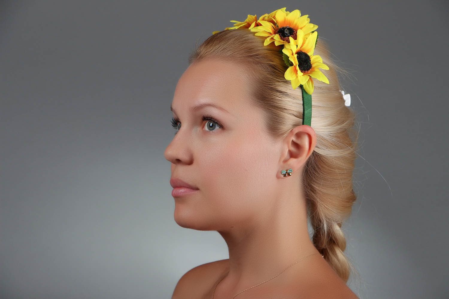 Hairband made of fabric sunflower flowers photo 5