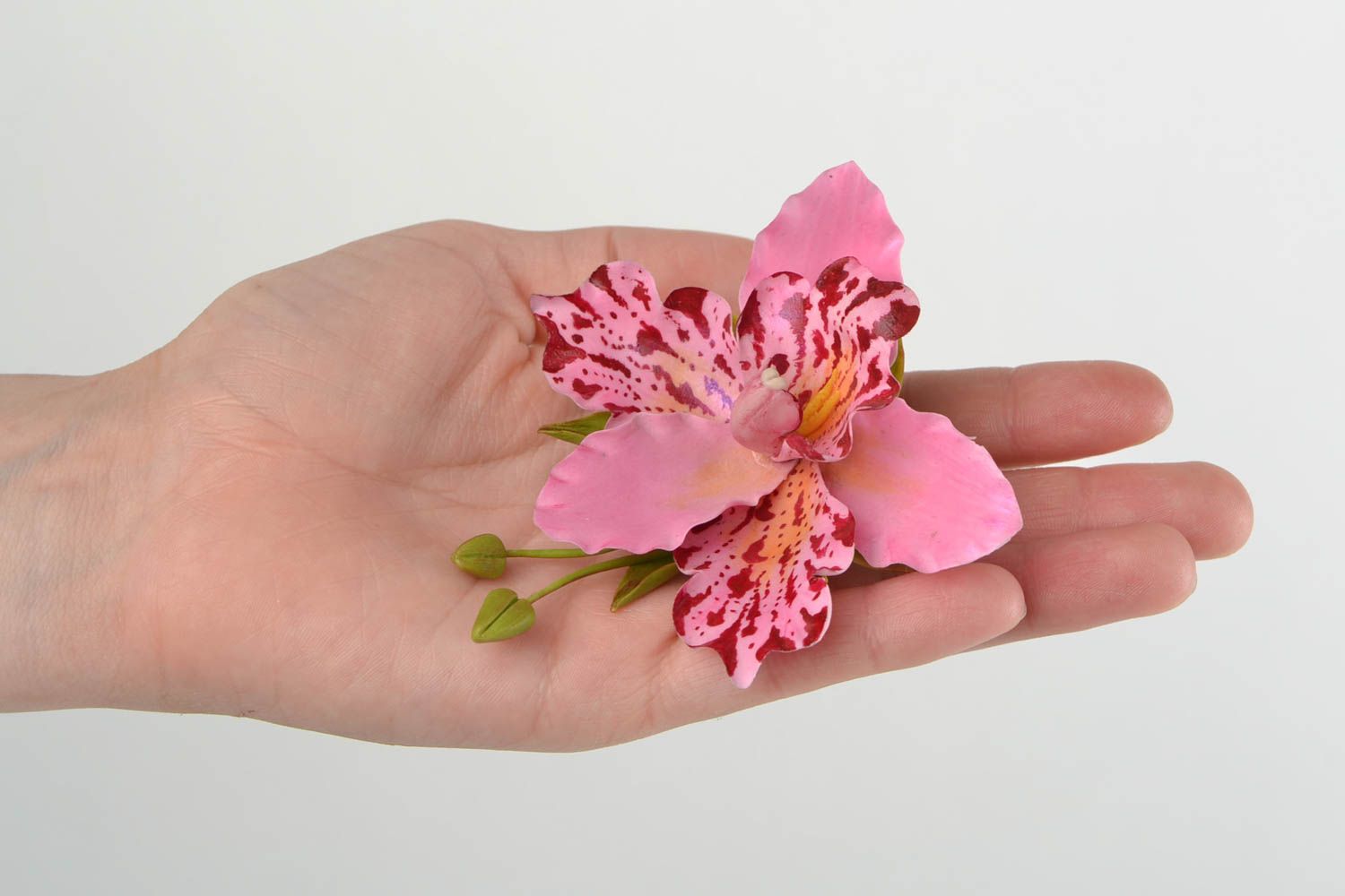 Beautiful design women's cold porcelain flower brooch hair clip hand made photo 2