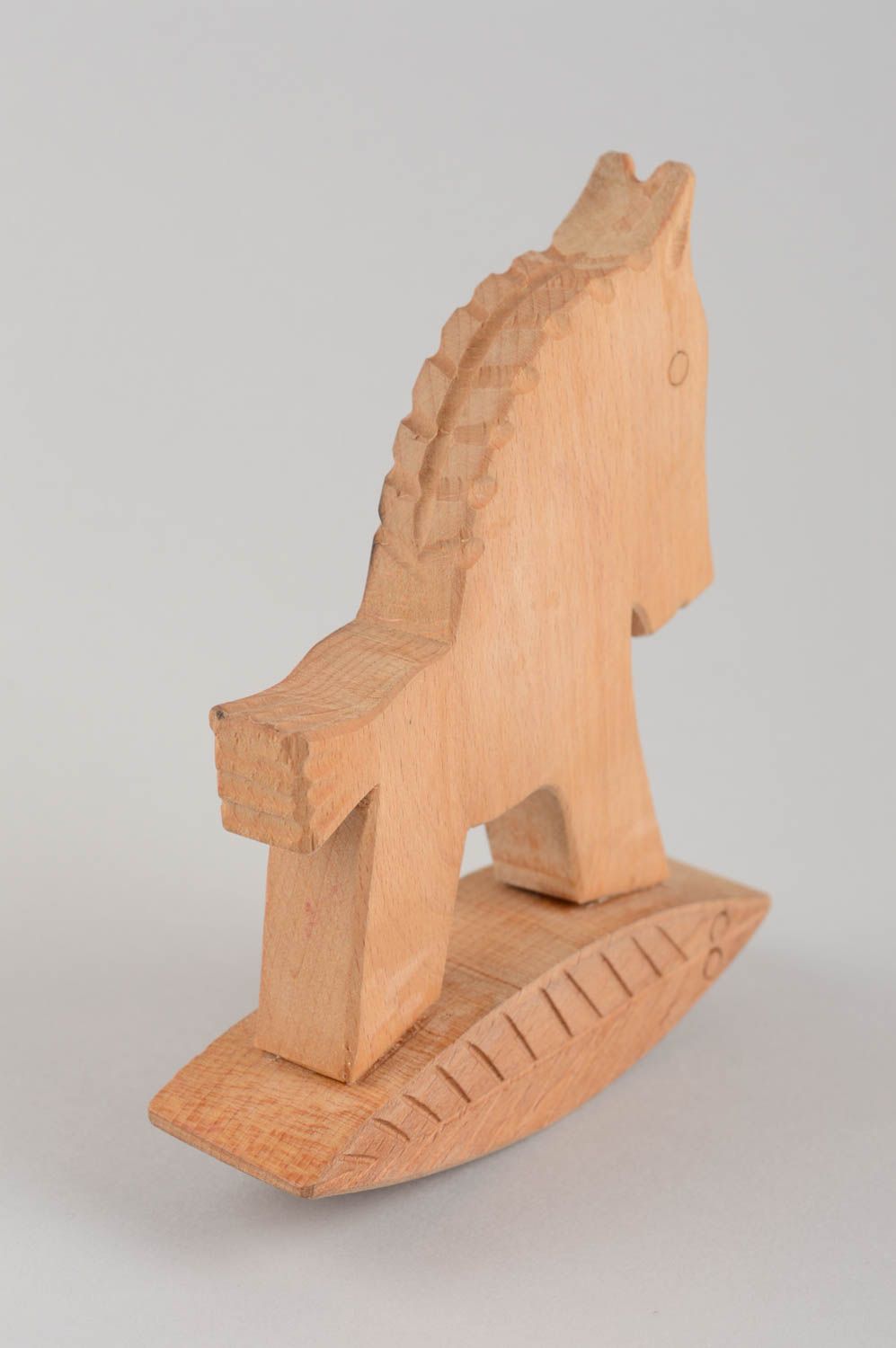 Joli jouet à bascule en bois de hêtre fait main ciré Cheval écologique photo 4