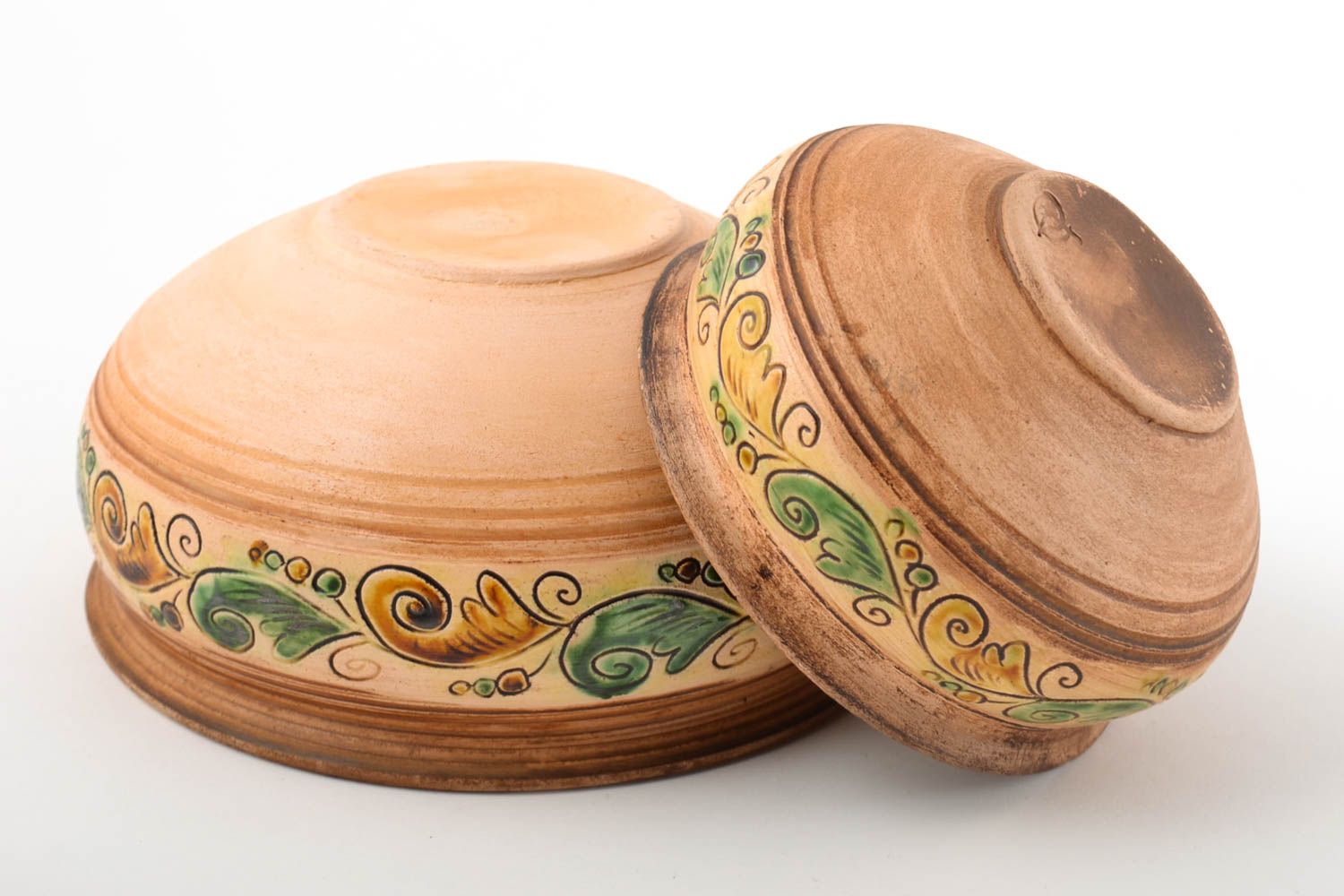 2 cuencos de cerámica hechos a mano vasijas de barro elementos decorativos foto 4