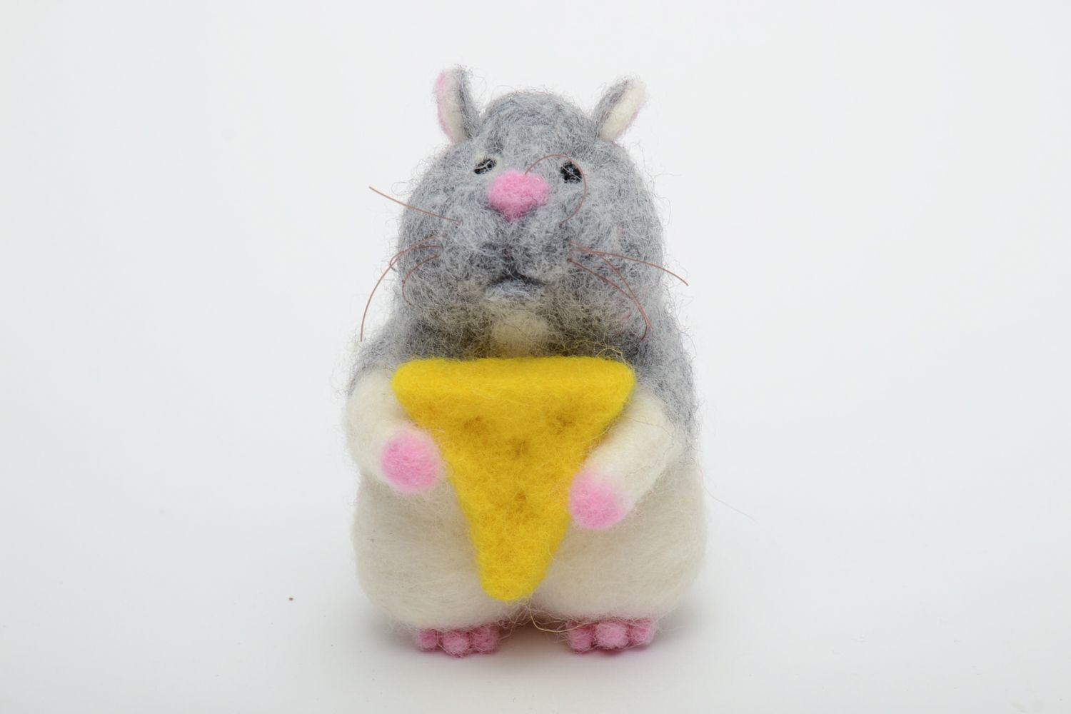 Interior toy felted of wool Hamster with Cheese photo 2
