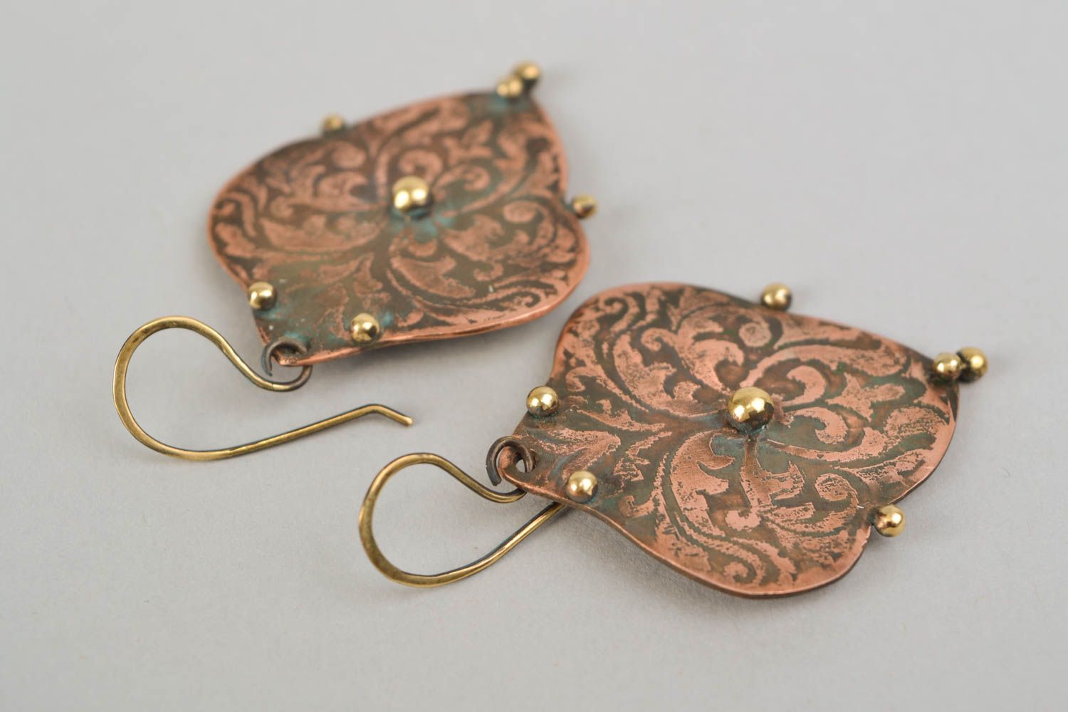 Copper and latten earrings photo 4