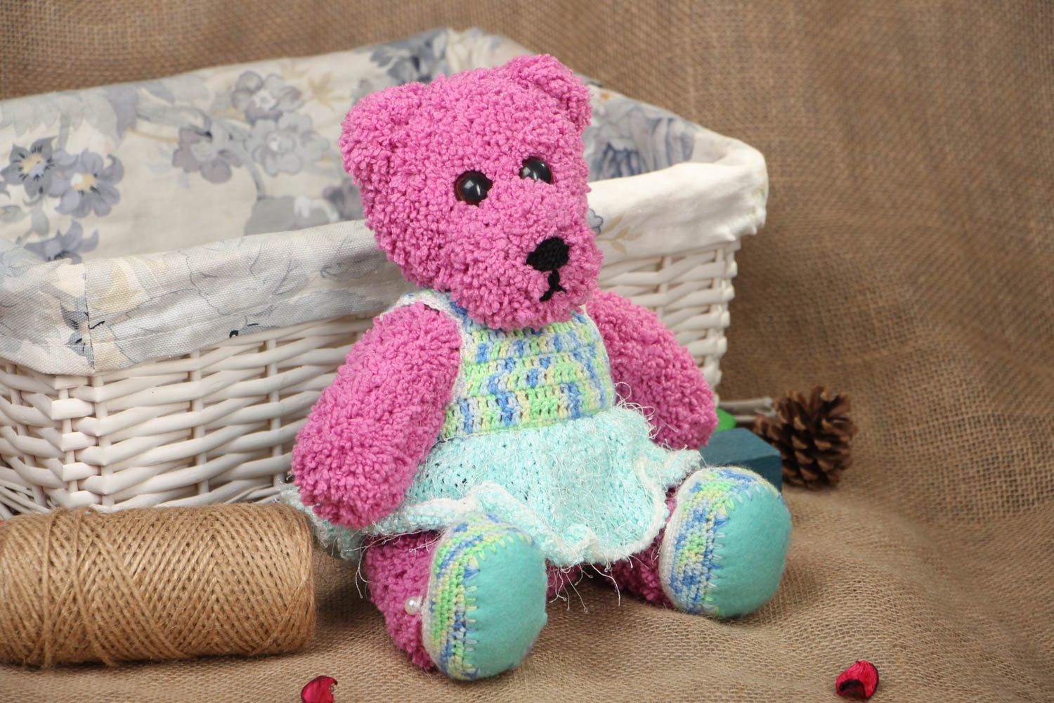 Мягкая игрушка для ребенка медведь Лиловый фото 5