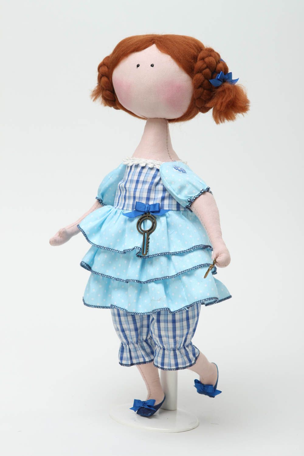 Stylish handmade rag doll stuffed soft toy nursery design decorative use only photo 2