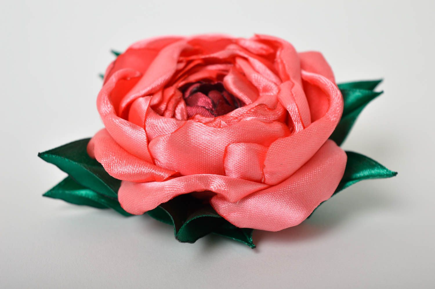 Заколка с цветком handmade детская заколка для волос розовый аксессуар для волос фото 3