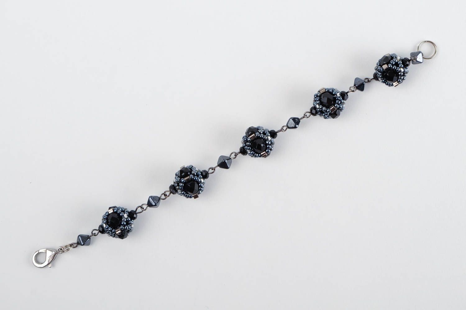 Bracelet perles de rocaille Bijou fait main noir original fin Cadeau femme photo 3