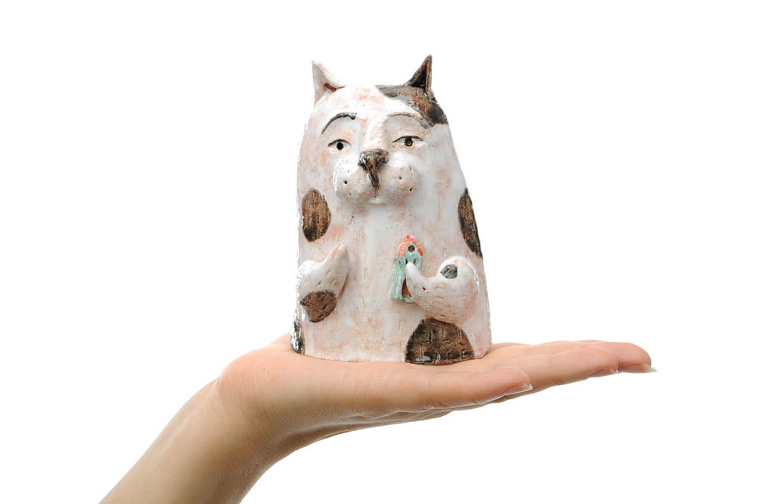 Statuette made of chamotte clay Kitty photo 5