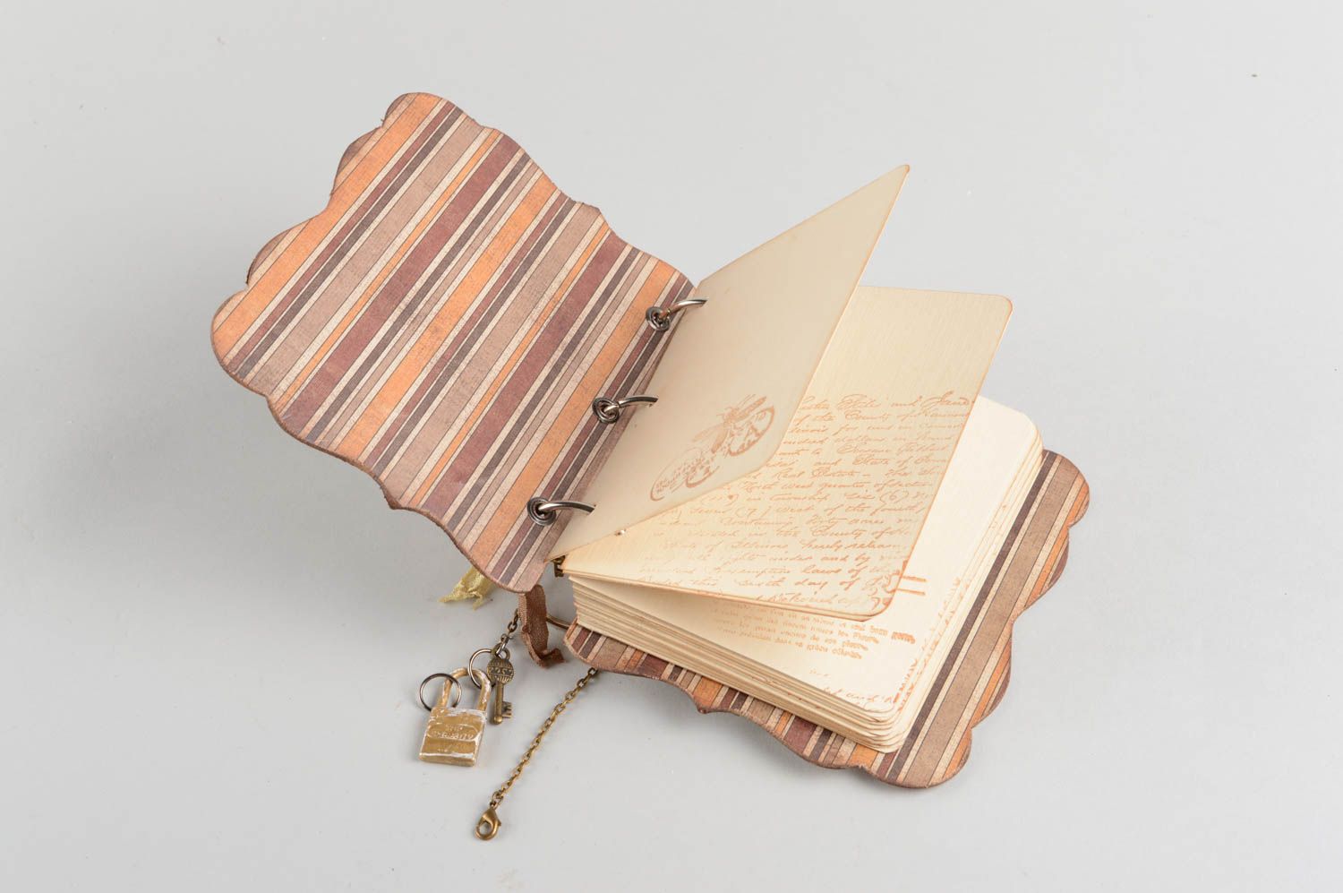 Handmade vintage designer art book scrapbooking notebook in beige color palette photo 4