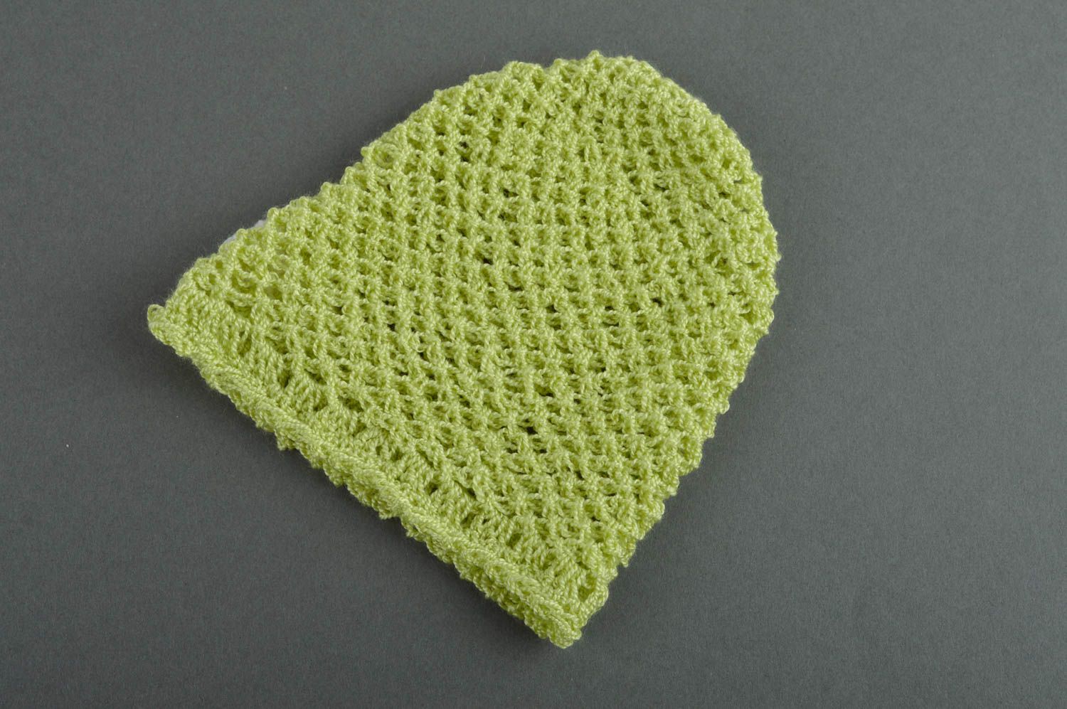 Gorro artesanal tejido ropa para recién nacidos gorro para niñas verde con flor foto 3