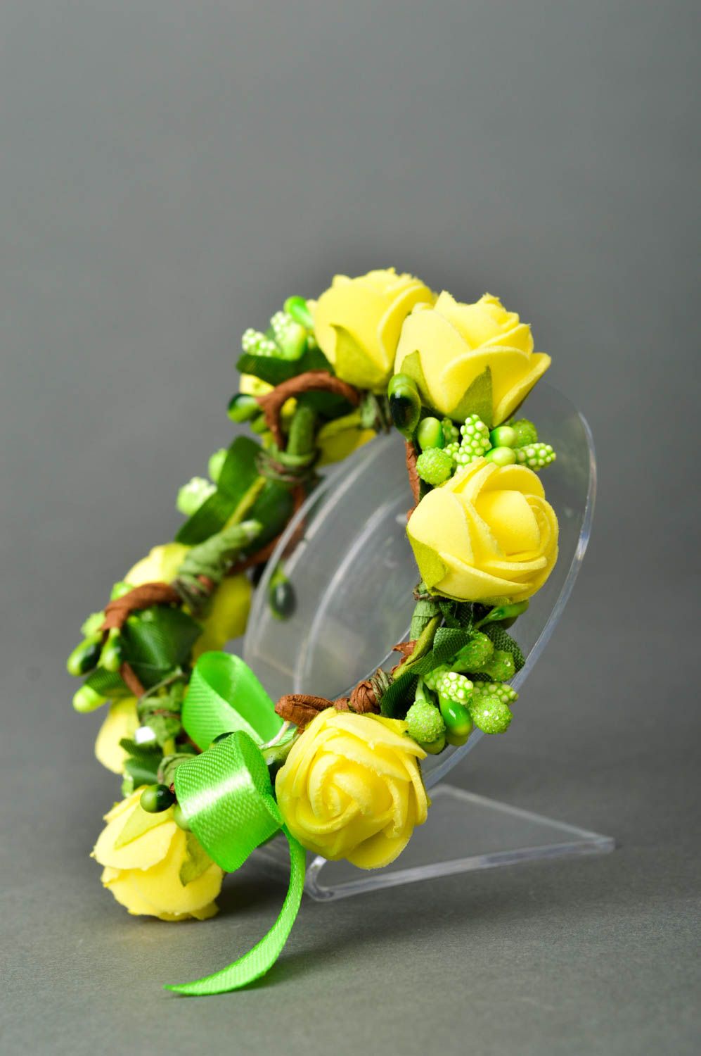 Bracelet fantaisie Bijou fait main Bracelet fleurs jaunes Accessoire femme photo 2
