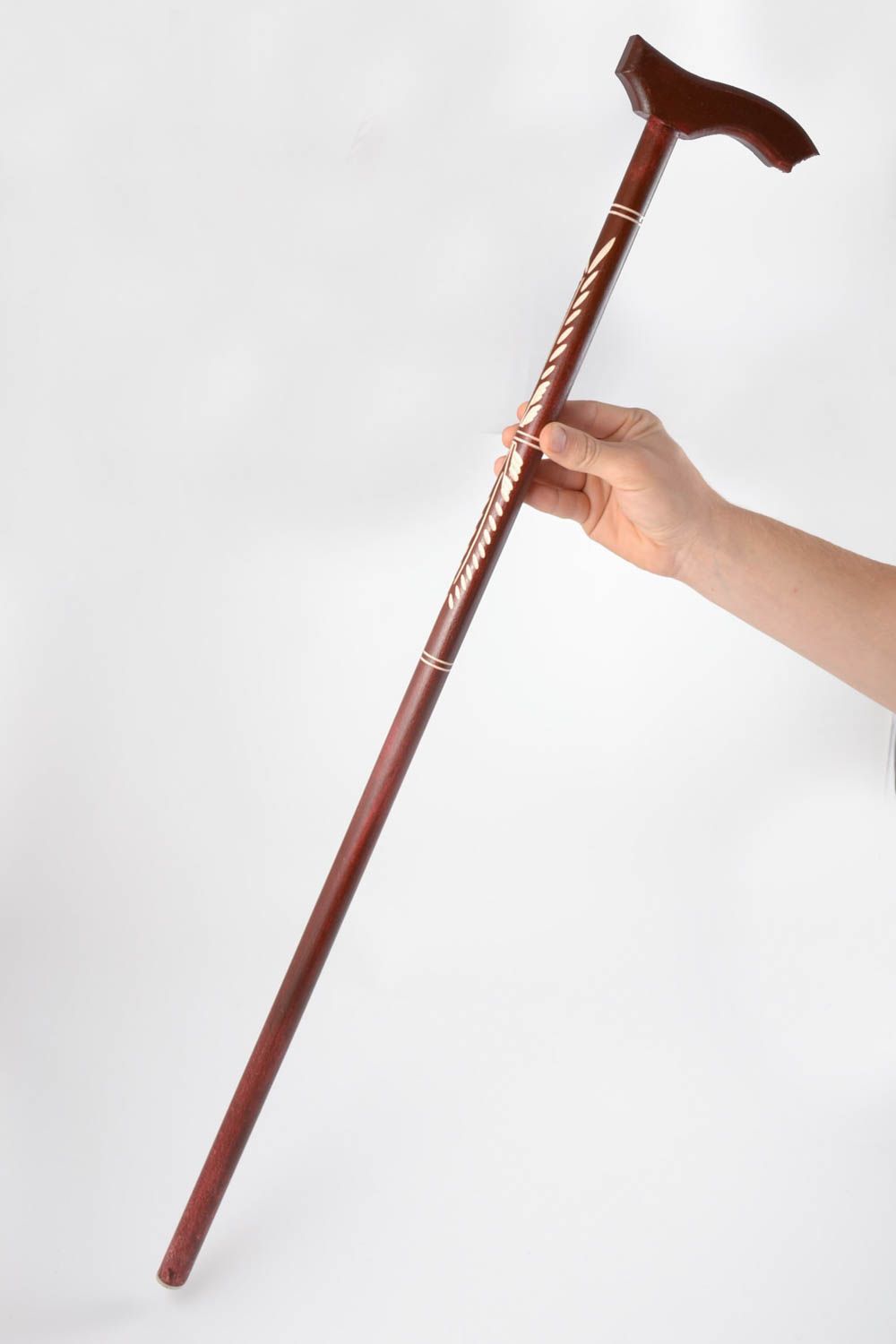 Supporting wooden cane carved manually long brown handmade walking stick photo 3