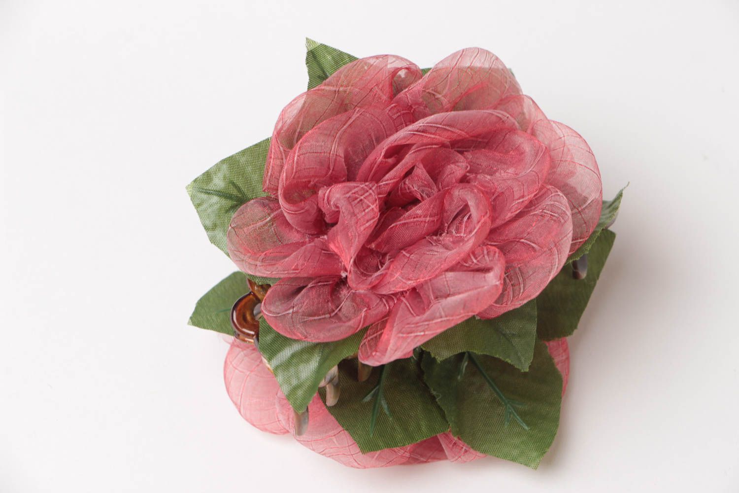 Unusual beautiful textile flower hair clip hand made designer photo 3