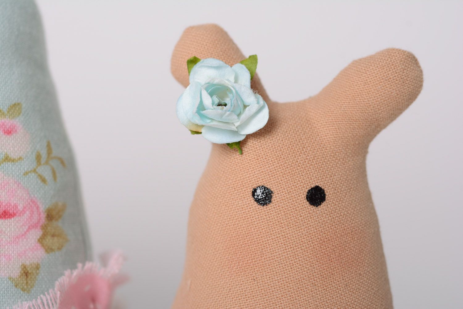 Small handmade soft fabric toy snail with beads photo 2