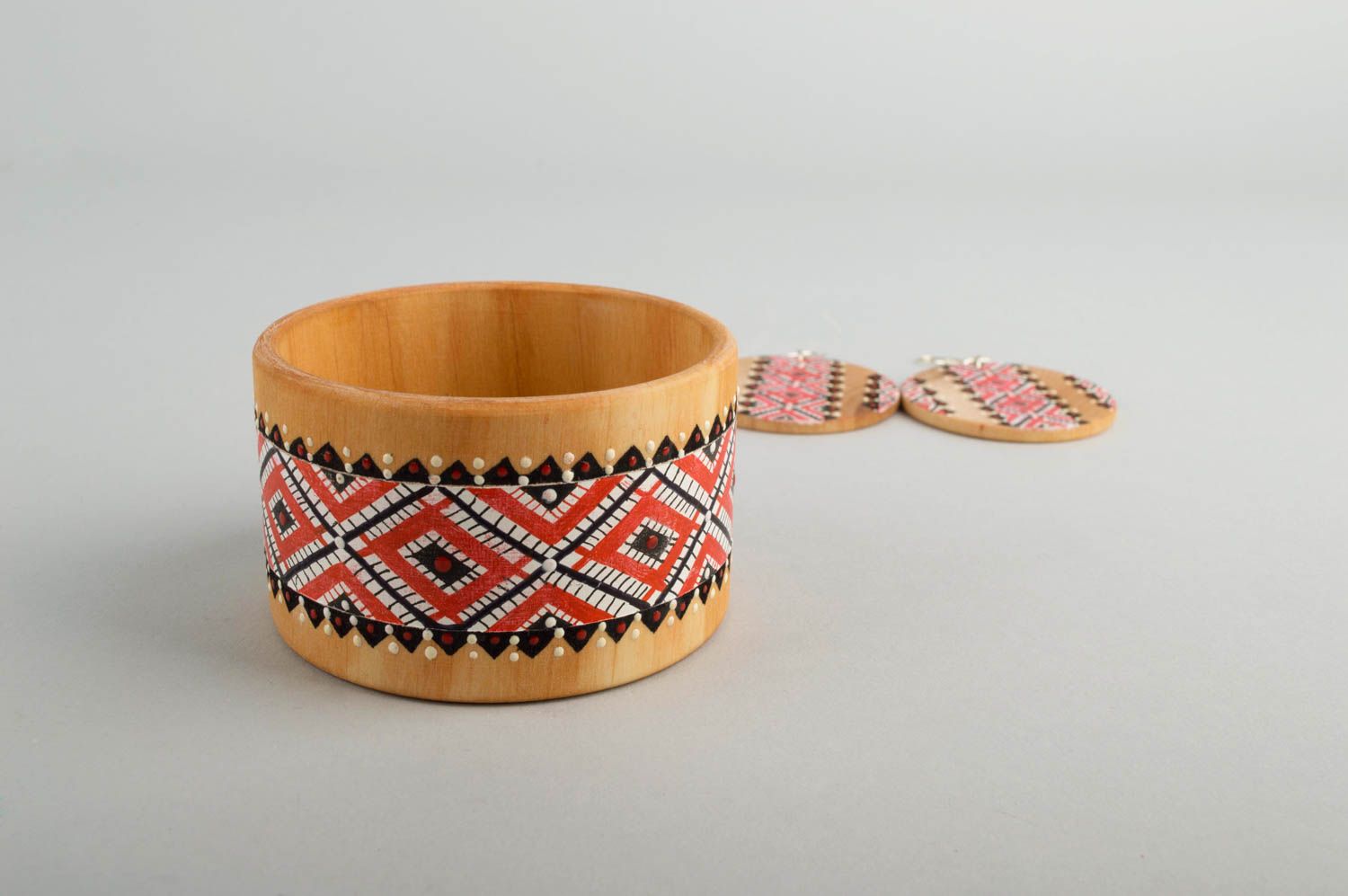 Деревянные украшения ручной работы модные серьги женский браслет этнические фото 5