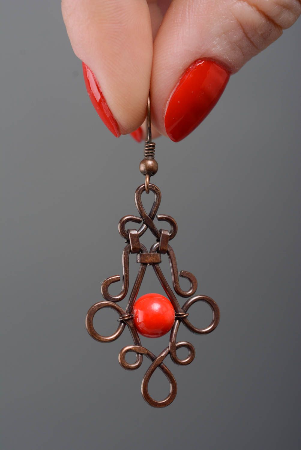 Handmade designer earrings stylish copper earrings metal female jewelry photo 3