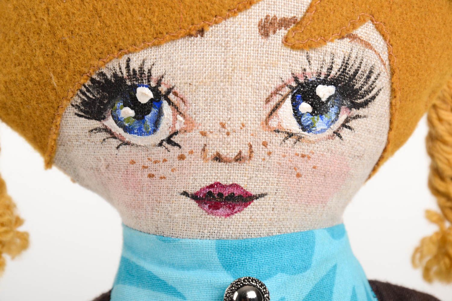 Кукла ручной работы кукла из ткани с косичками симпатичная мягкая кукла фото 1