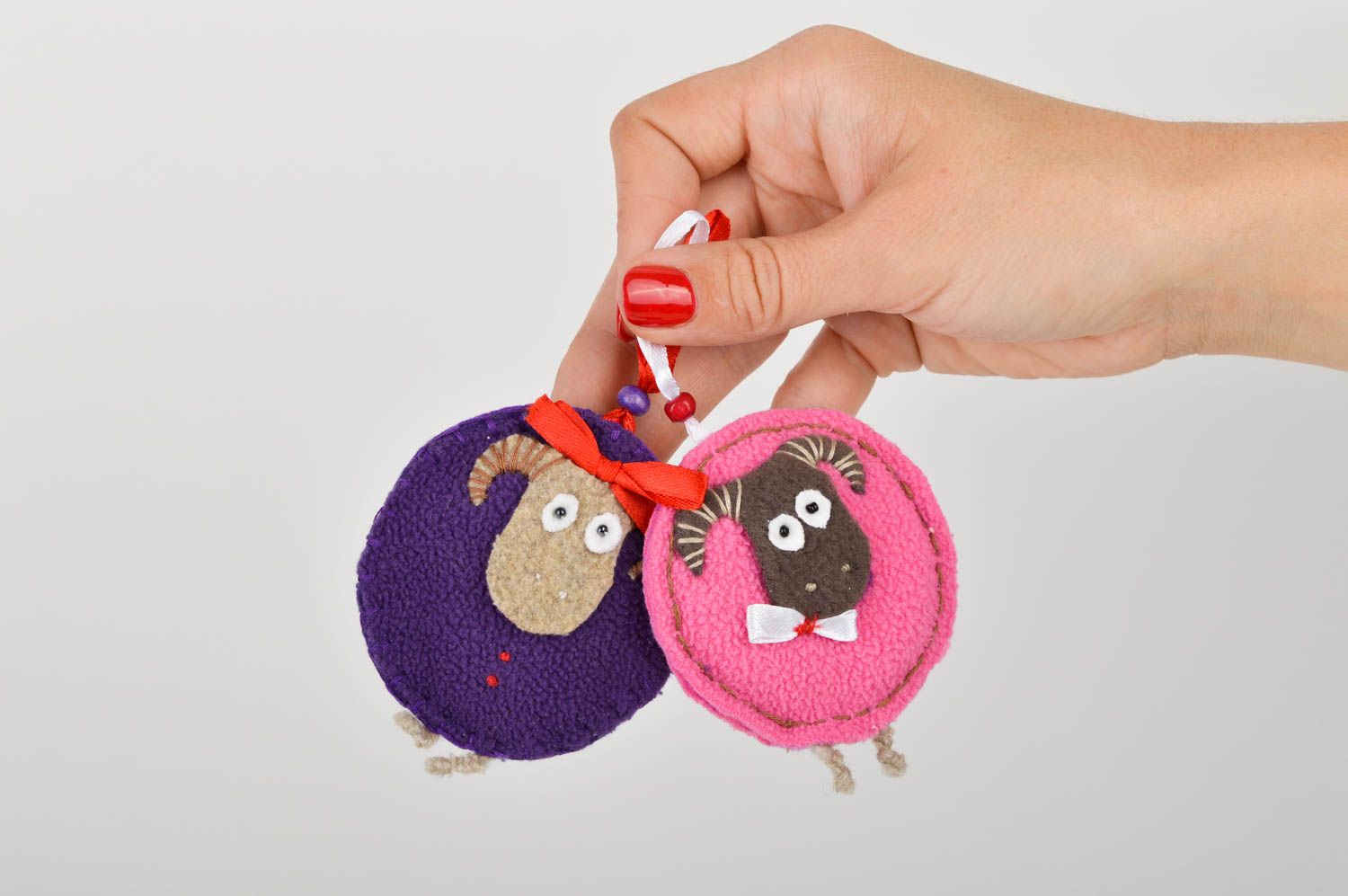 Handmade keychain pink sheep keychain toy keychain phone strap kids gift  photo 2
