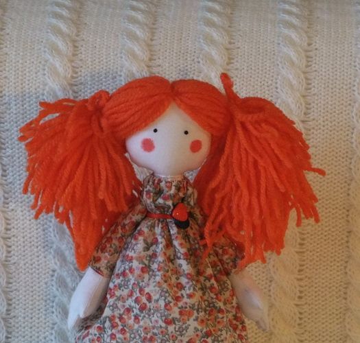 Авторская кукла рыжая тканевая ручной работы красивая для дома и детей милая фото 1